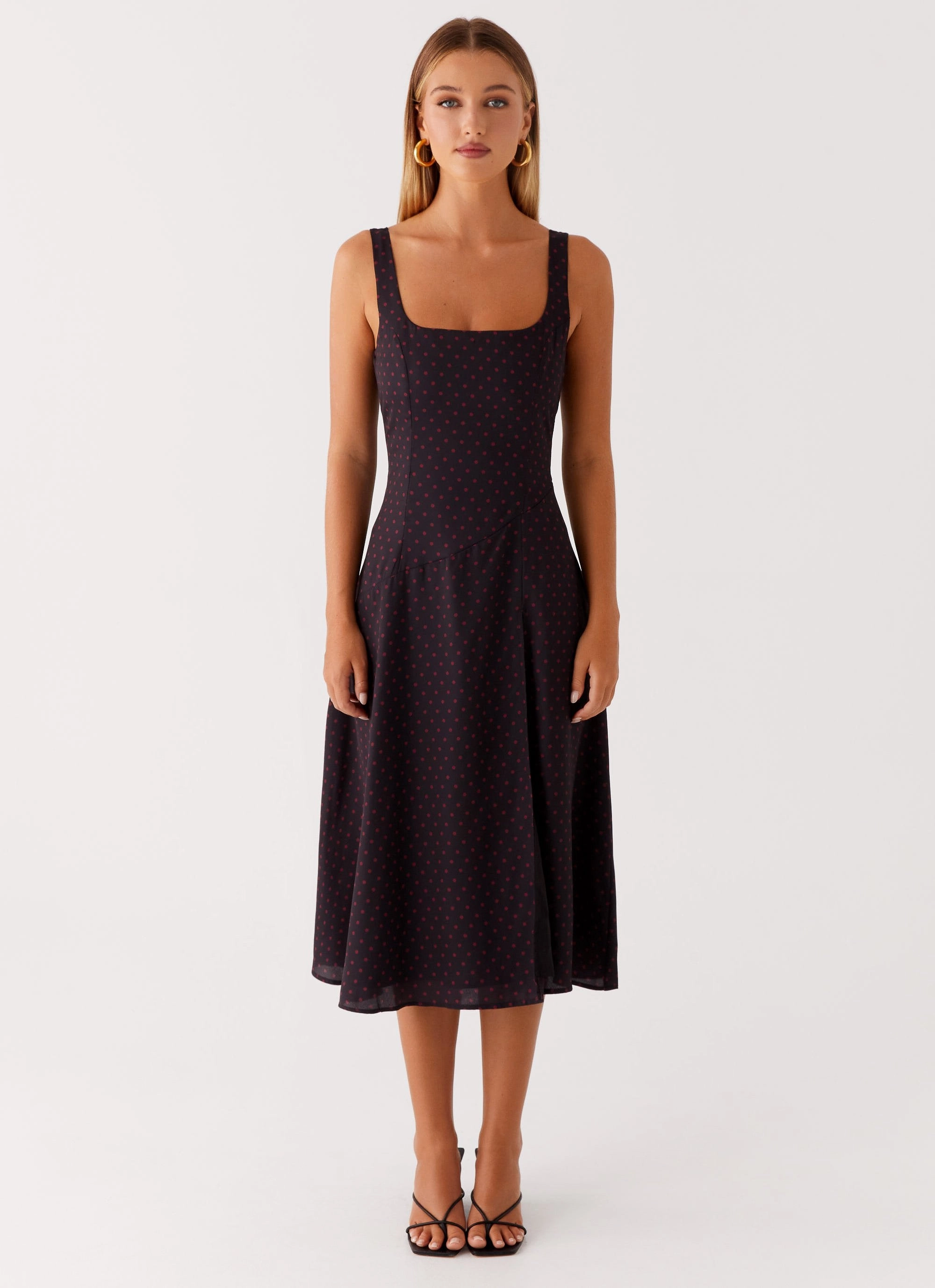 Rowyn Midi Dress - Black Polka Dot Calm Mood