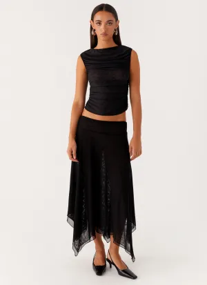 Arwen Midi Skirt - Black Pull On Style