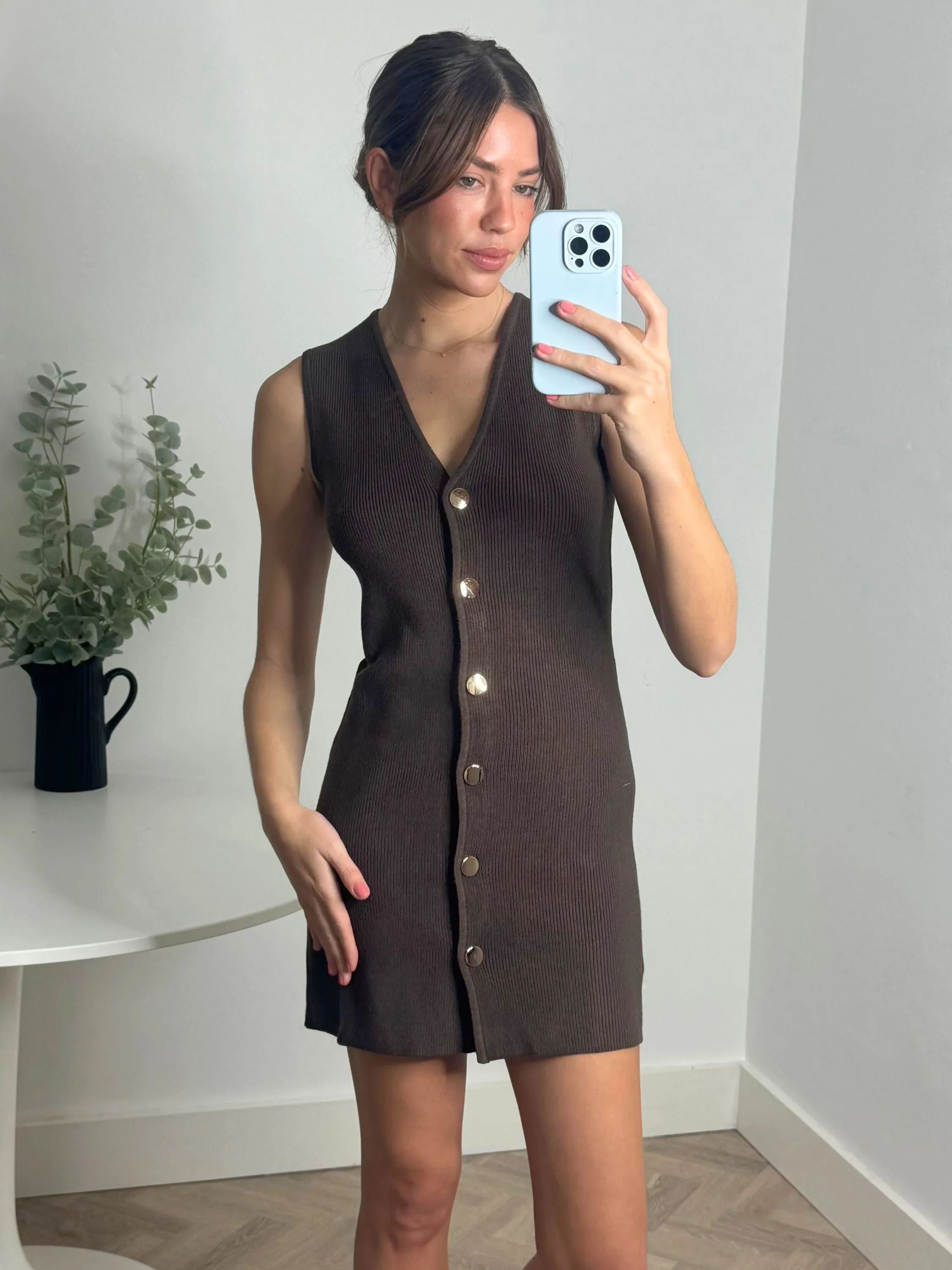 Eve Waistcoat Dress in Chocolate Everyday Ready