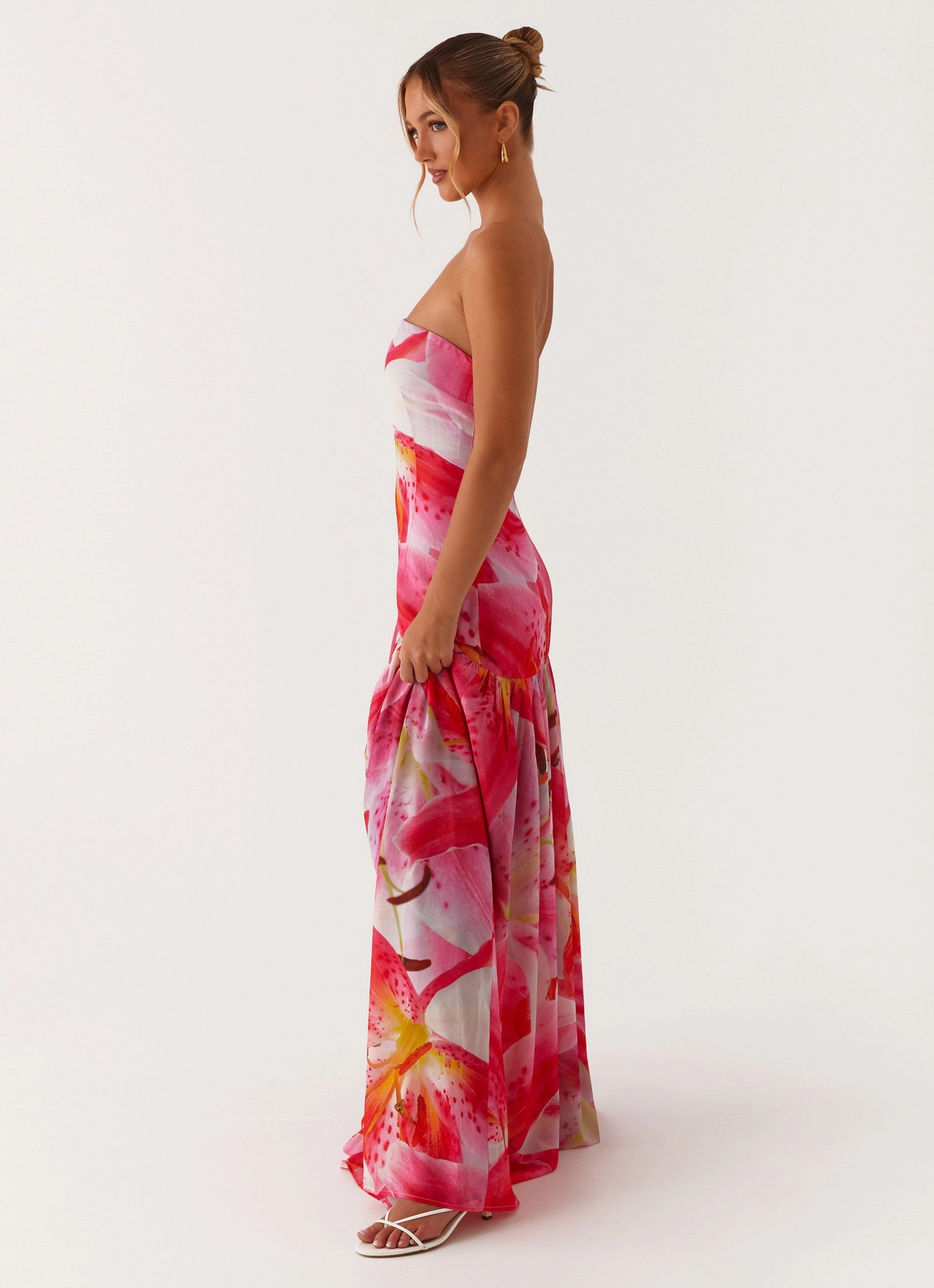 Eden Strapless Maxi Dress - White Pink Lilly Fashionable Comfort Wear