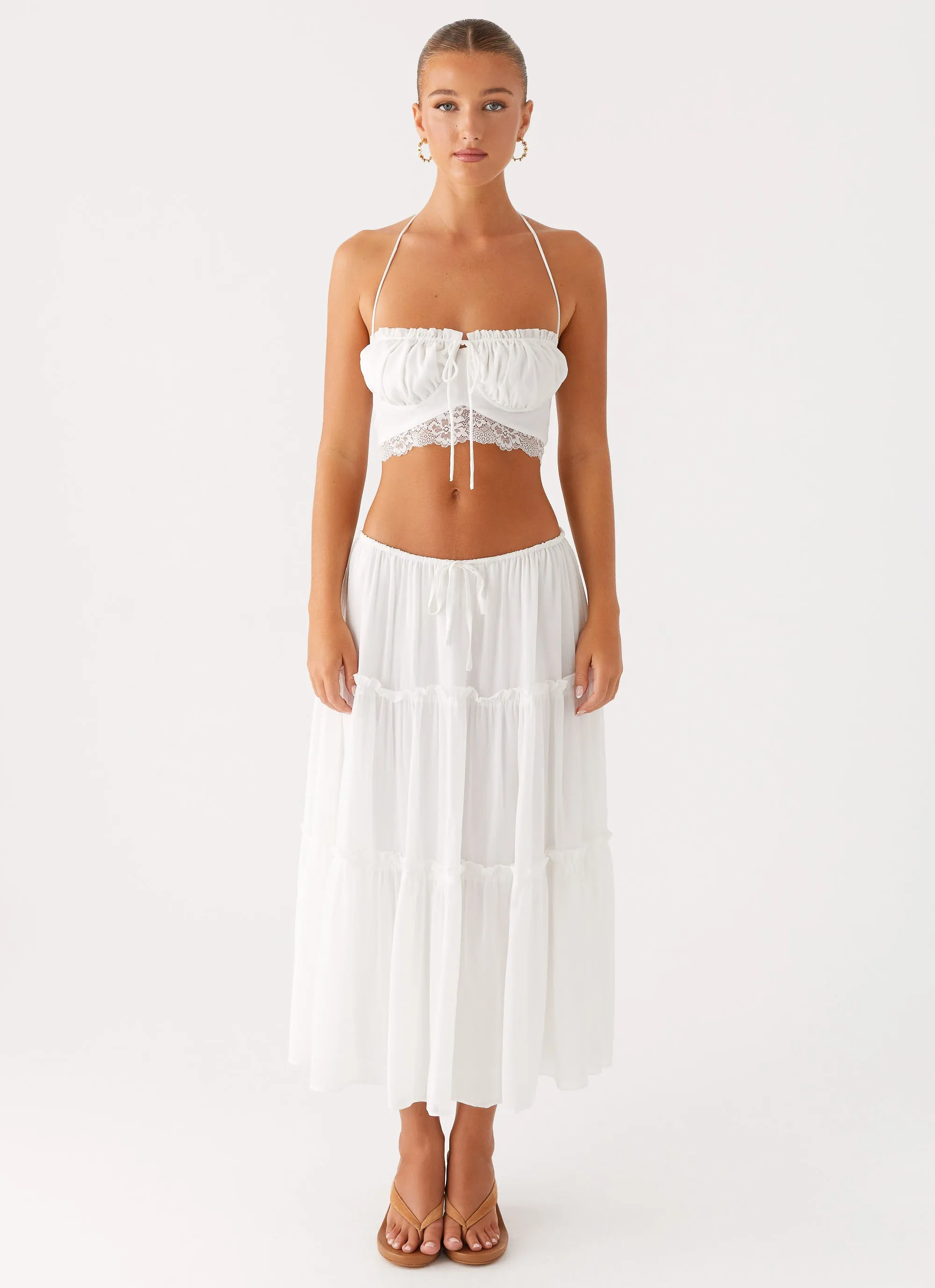 Evi Midi Skirt - Ivory All Season Wear Roll Up Fasten