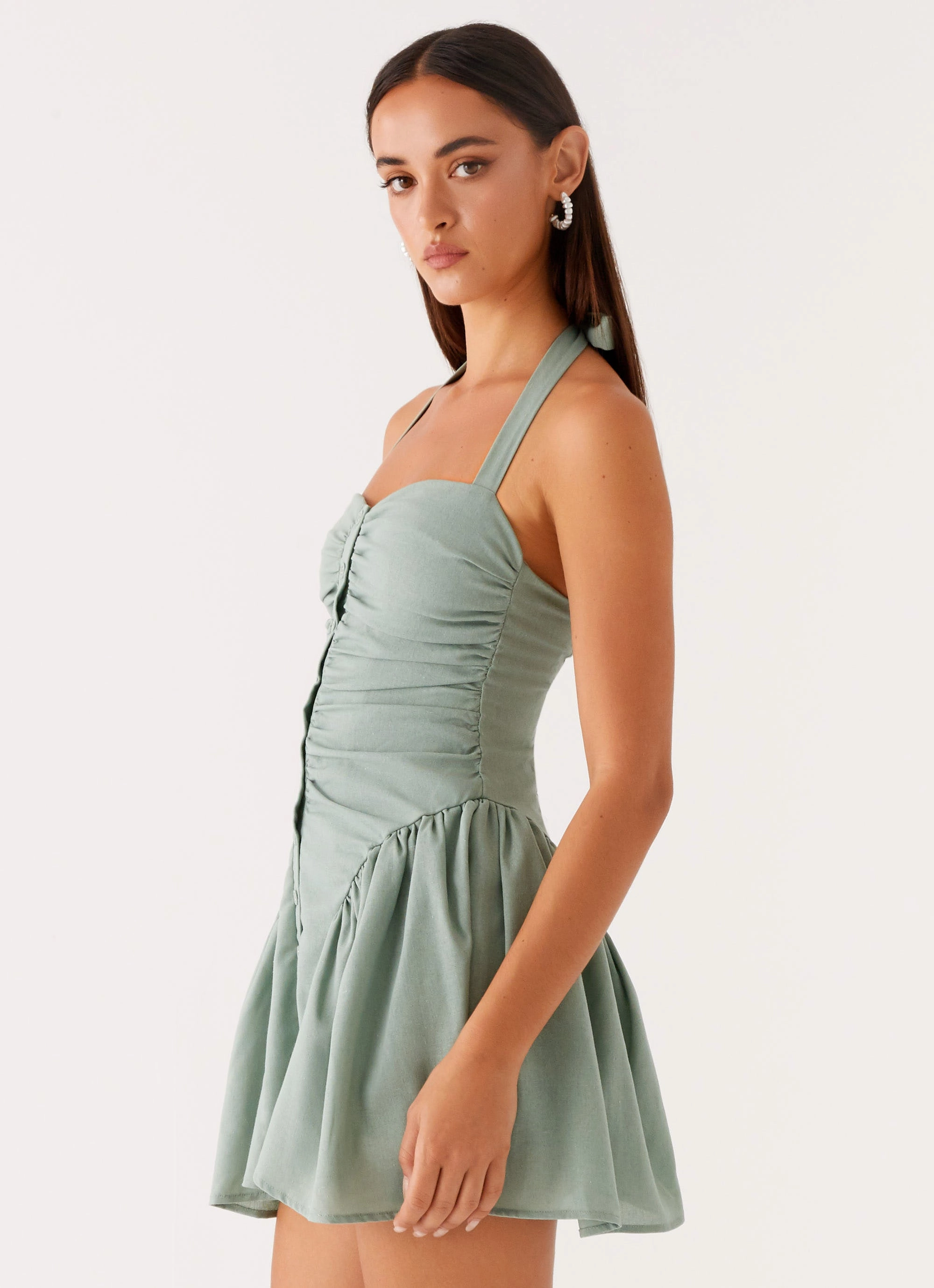 Fable Mini Dress - Sage Casual Edge Layered Texture