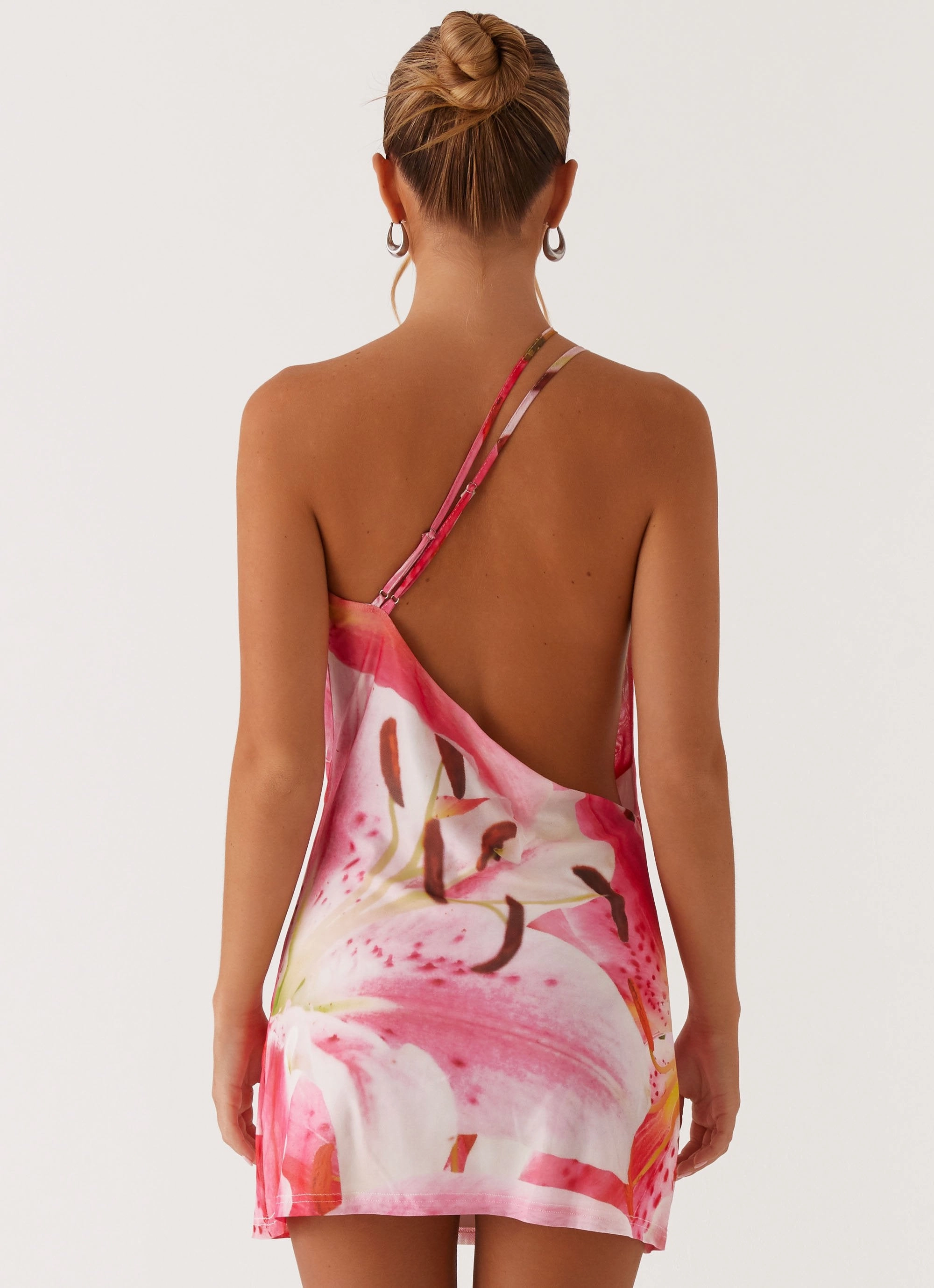 Family Glow Smooth Surface Bohemian Bliss Mesh Mini Dress - White Pink Lilly