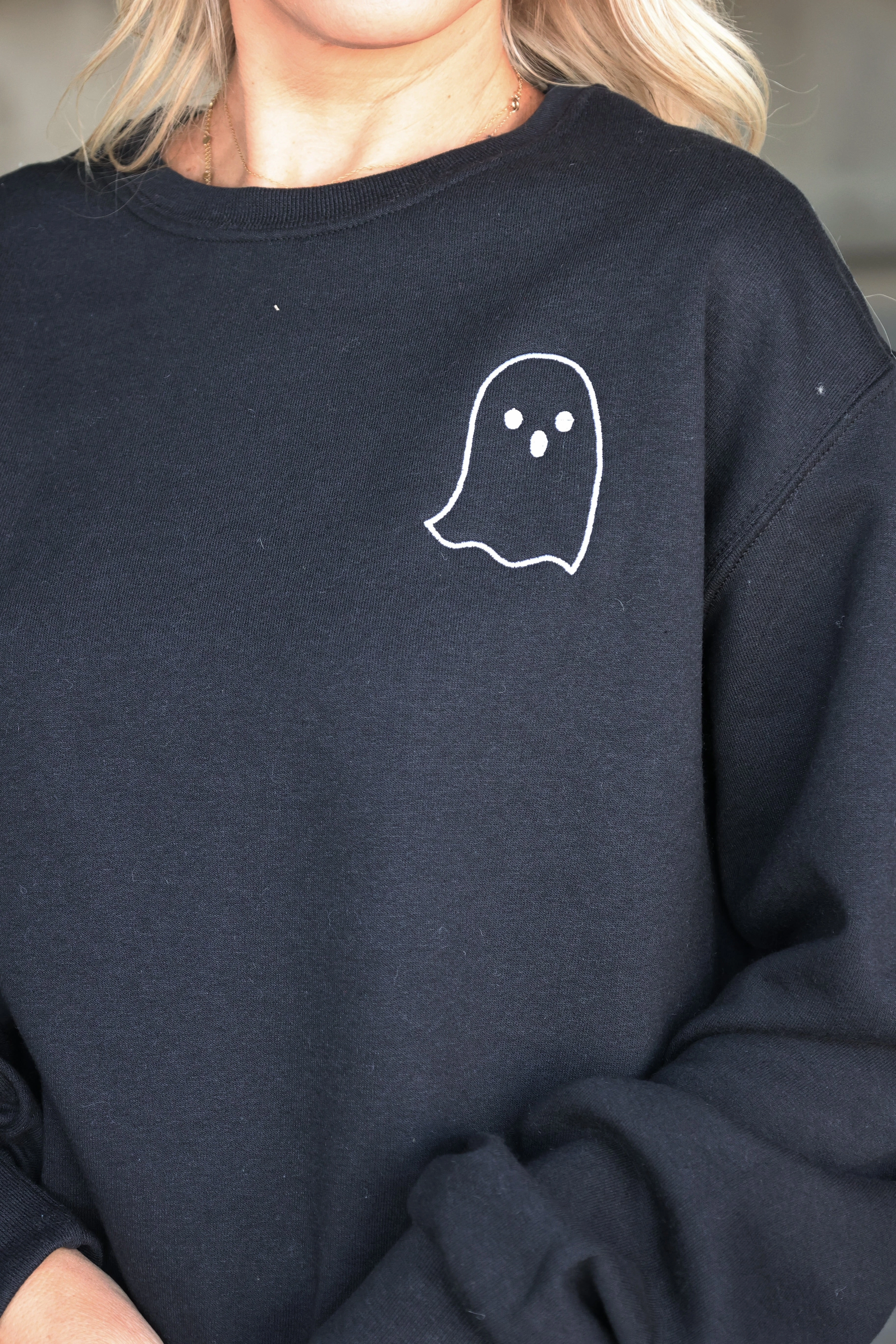 Fade Resistant Treatment Embroidered Ghost Sweatshirt