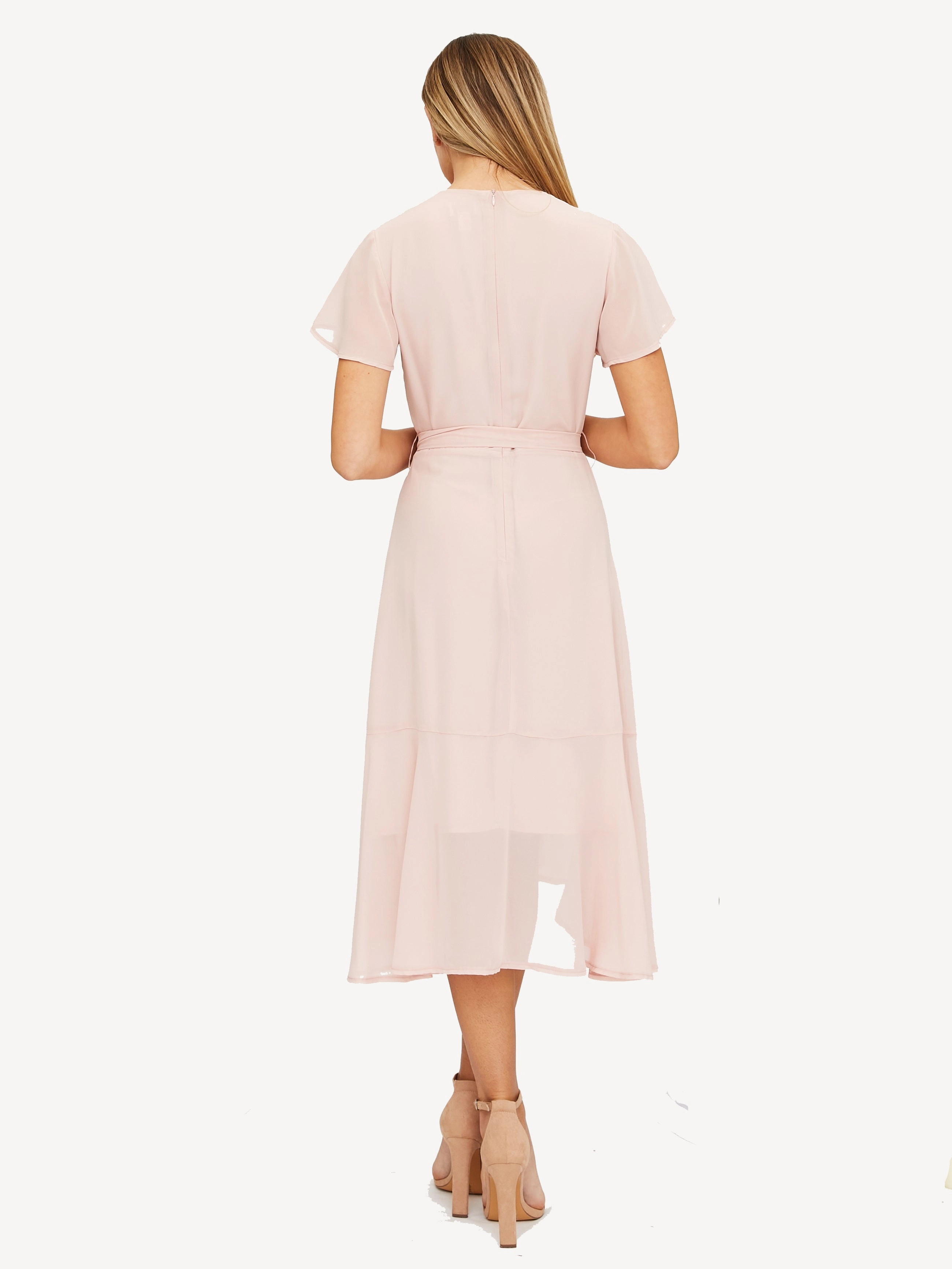 Relaxed and Elegant Faith Midi Ruffle Dress / Blush