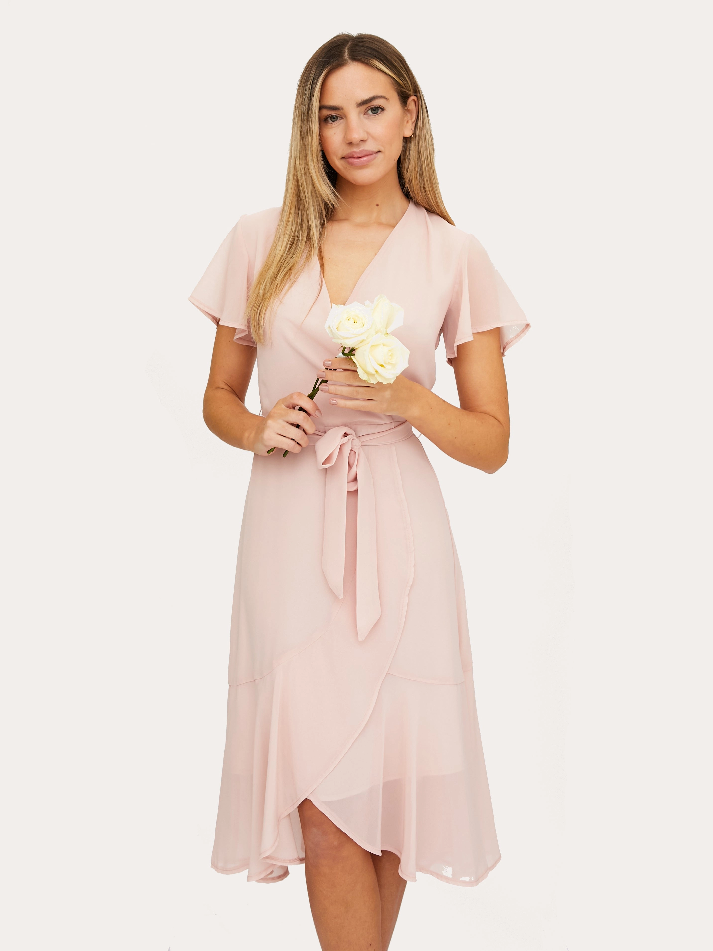 Faith Midi Ruffle Dress / Blush Floating Shape Cozy Wear