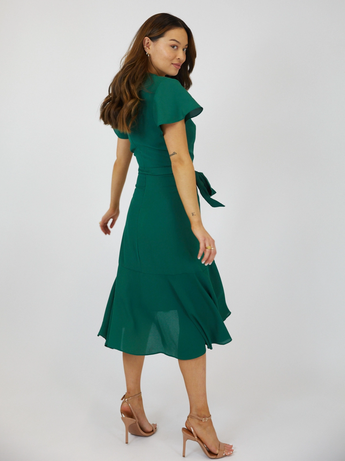 Beach Moment Faith Midi Ruffle Dress / Deep Green