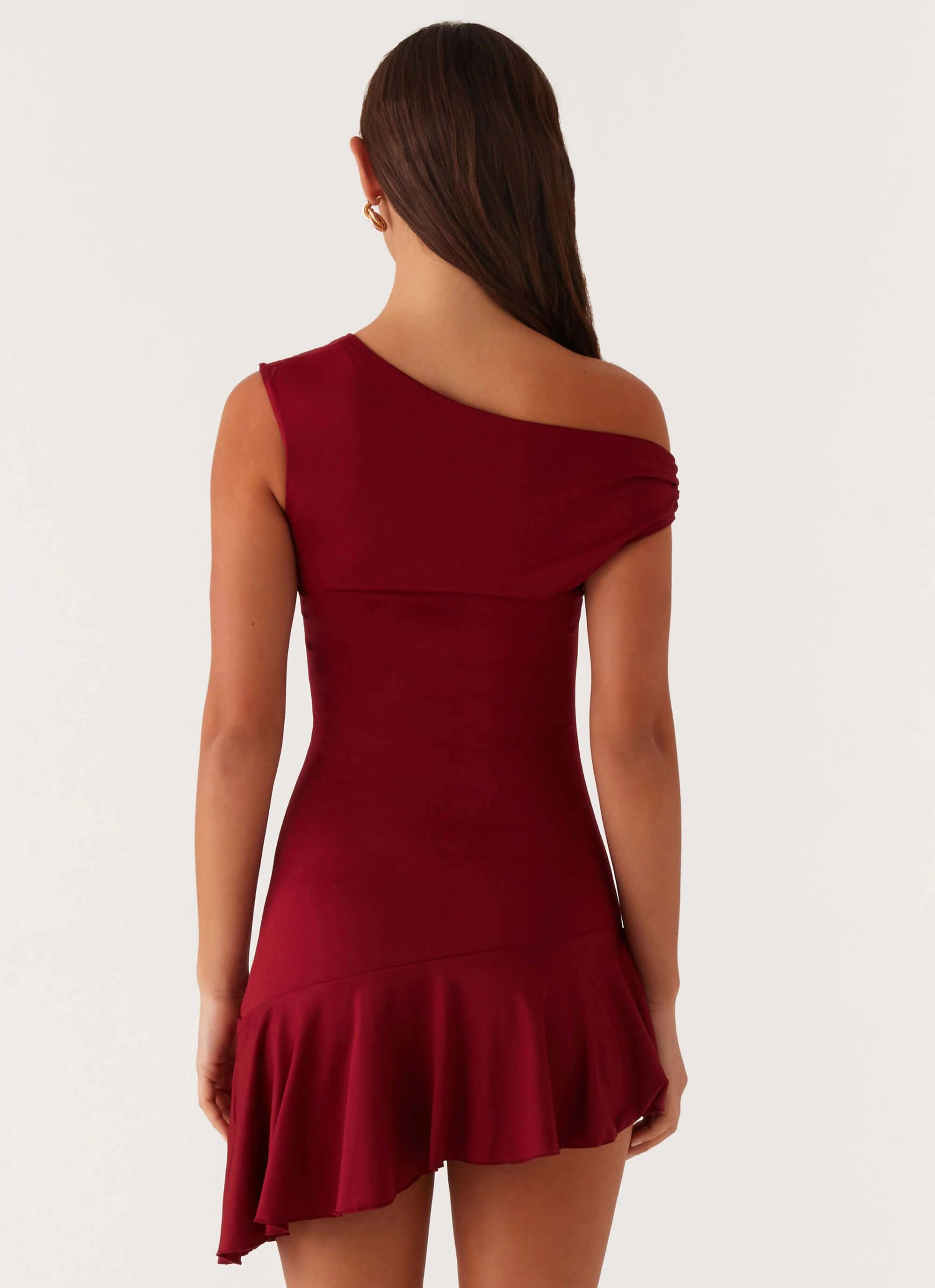 Amaya Twist Mini Dress - Maroon Calm Drape Graduation-Event