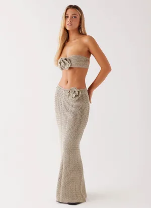 Luxury Trim Wardrobe Basics Kelcie Rose Crochet Maxi Skirt - Sage