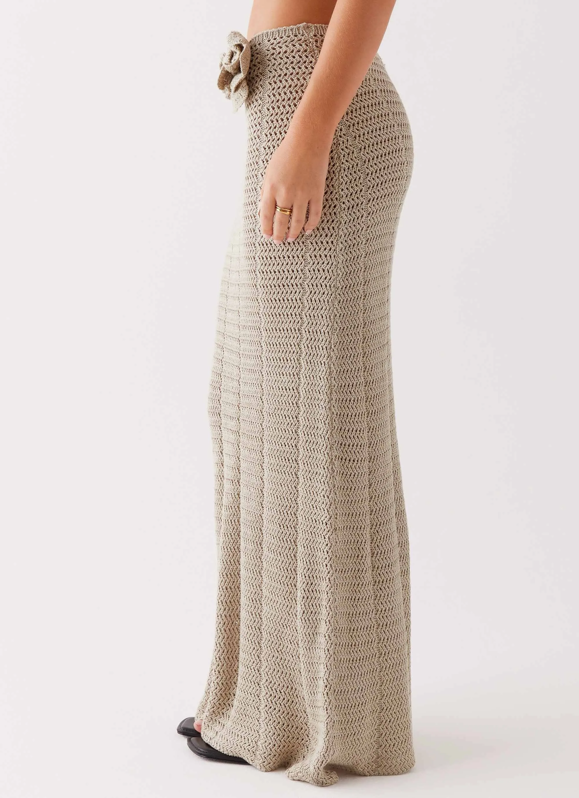 Bold Print Style Staple Kelcie Rose Crochet Maxi Skirt - Sage