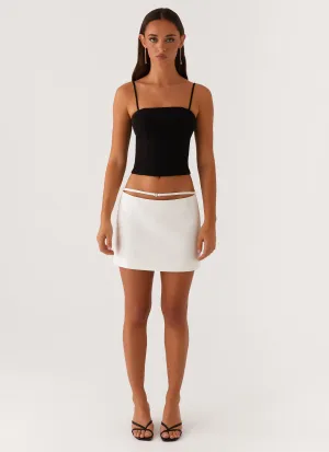 Non Irritating Edges Suede Feel Concrete Jungle Mini Skirt - Off White