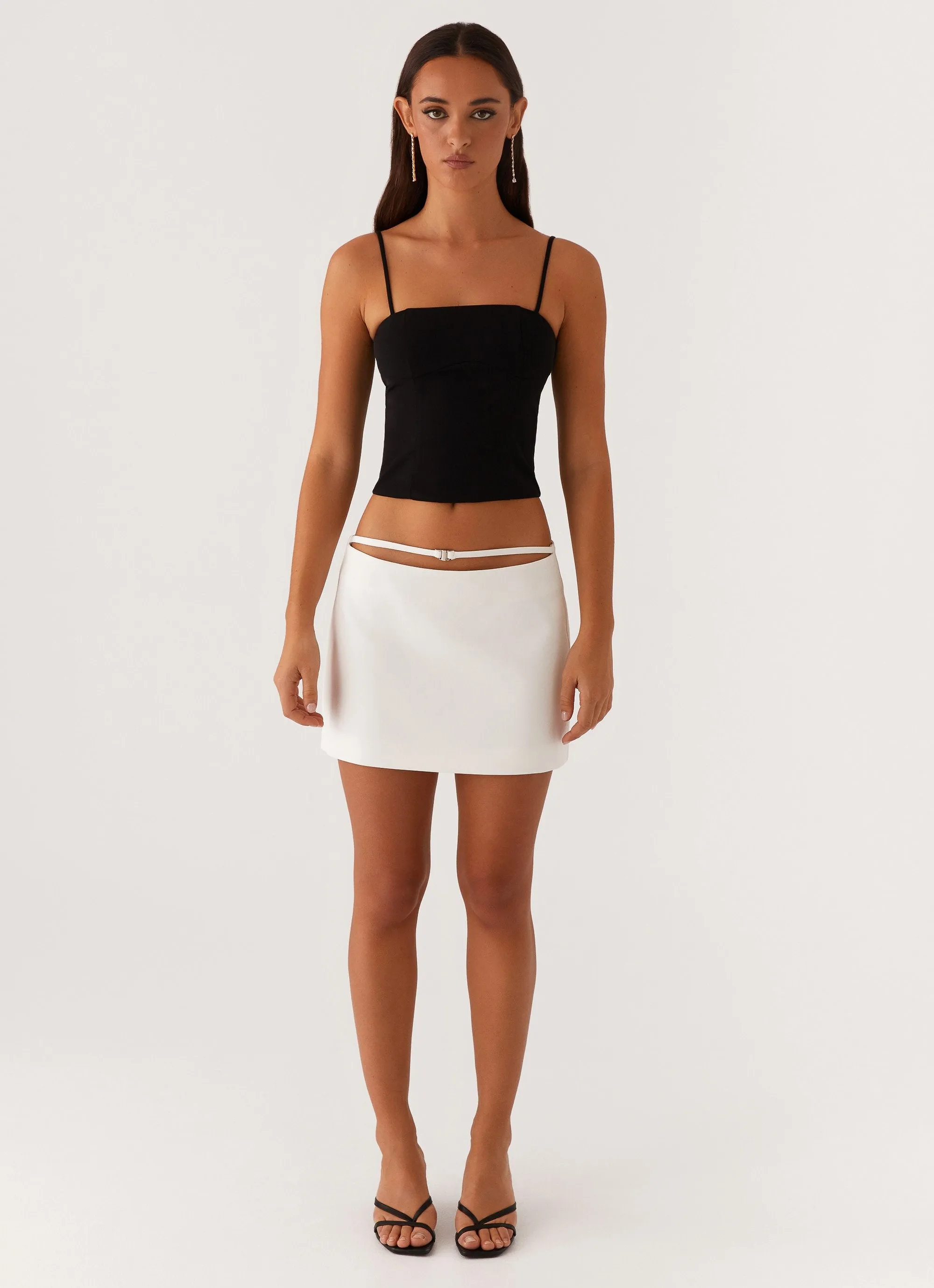 Non Irritating Edges Suede Feel Concrete Jungle Mini Skirt - Off White