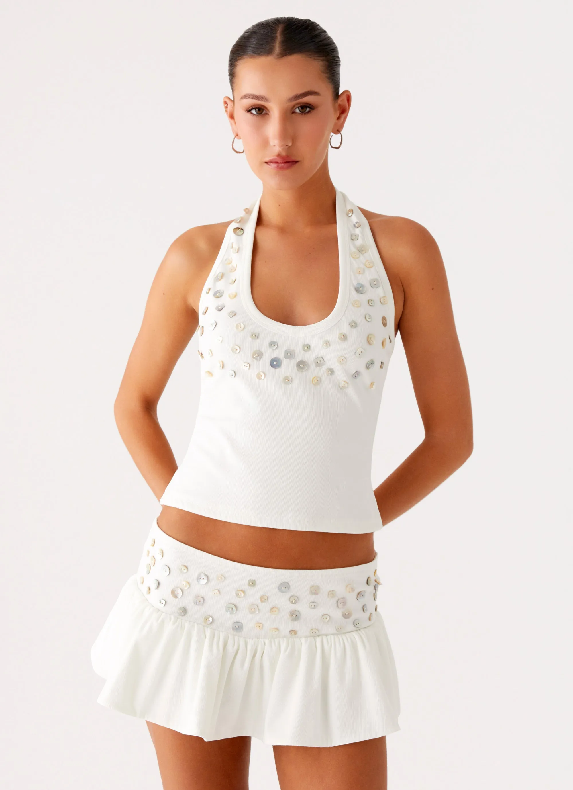 Vegas Nights Low Rise Skort - White flowy silhouette Elegant Flow