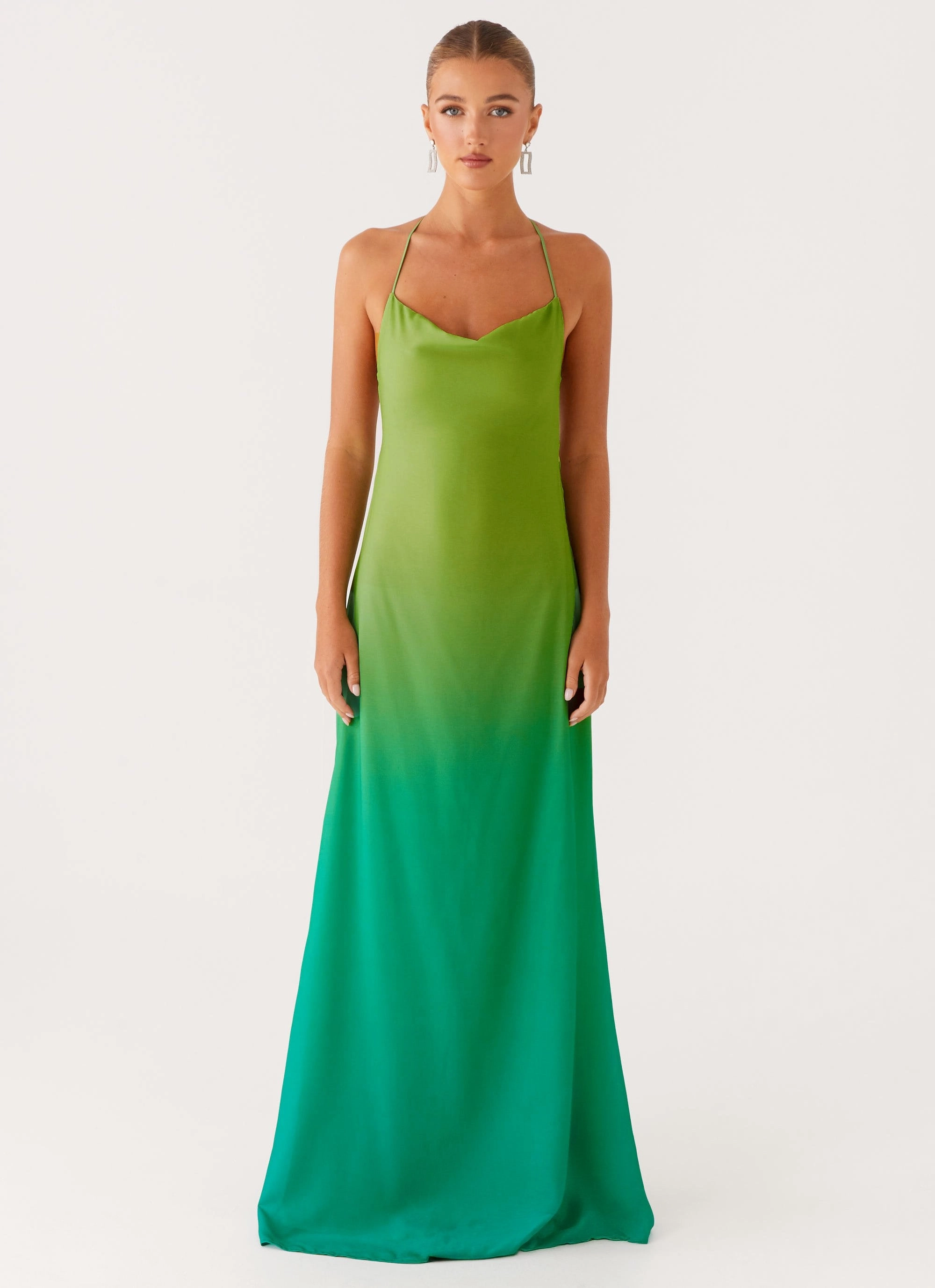 Opposites Attract Maxi Dress - Green Ombre Minimalist Look