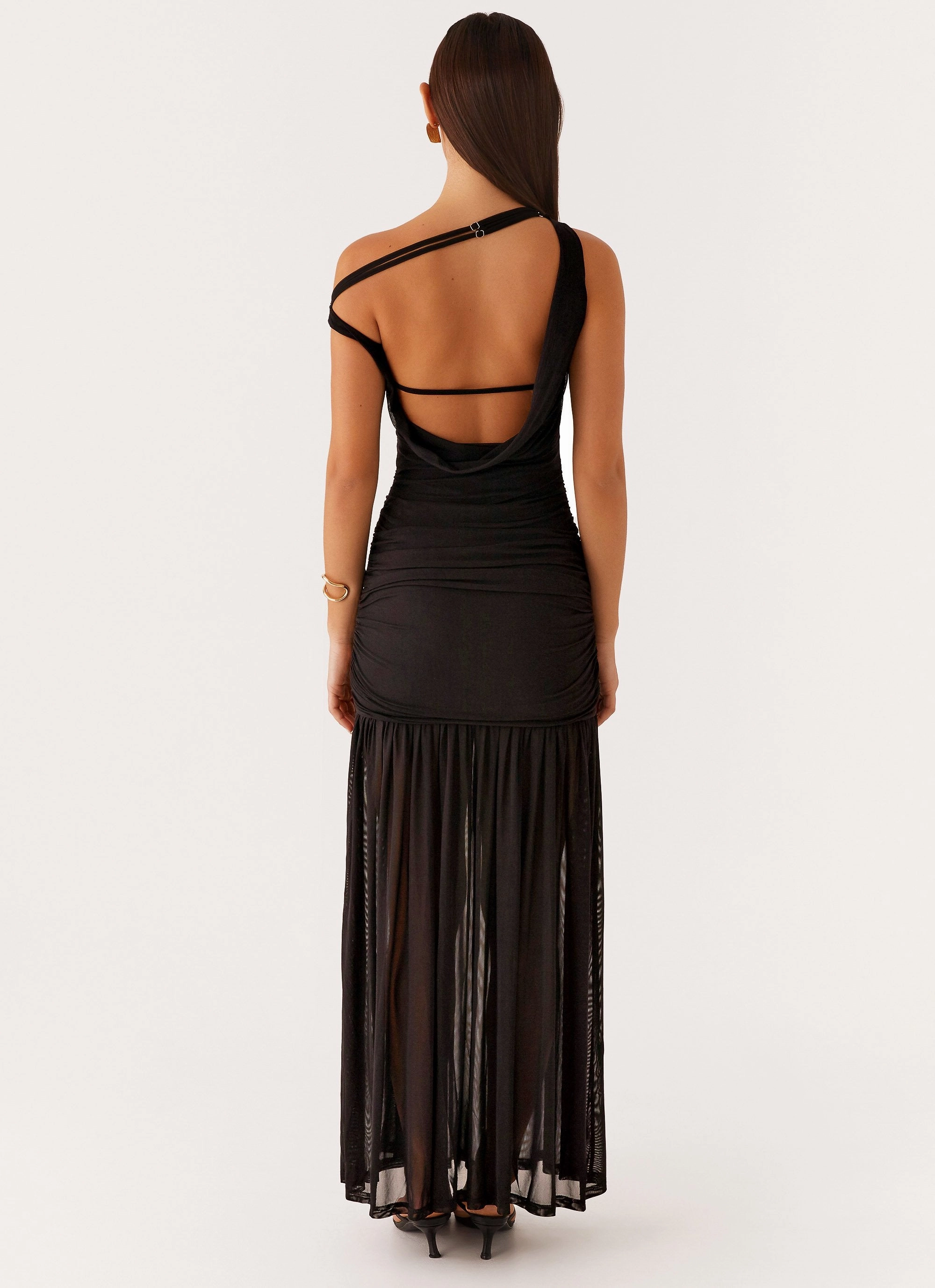 Calm Lines A Line Cut Pavilion Maxi Dress - Black