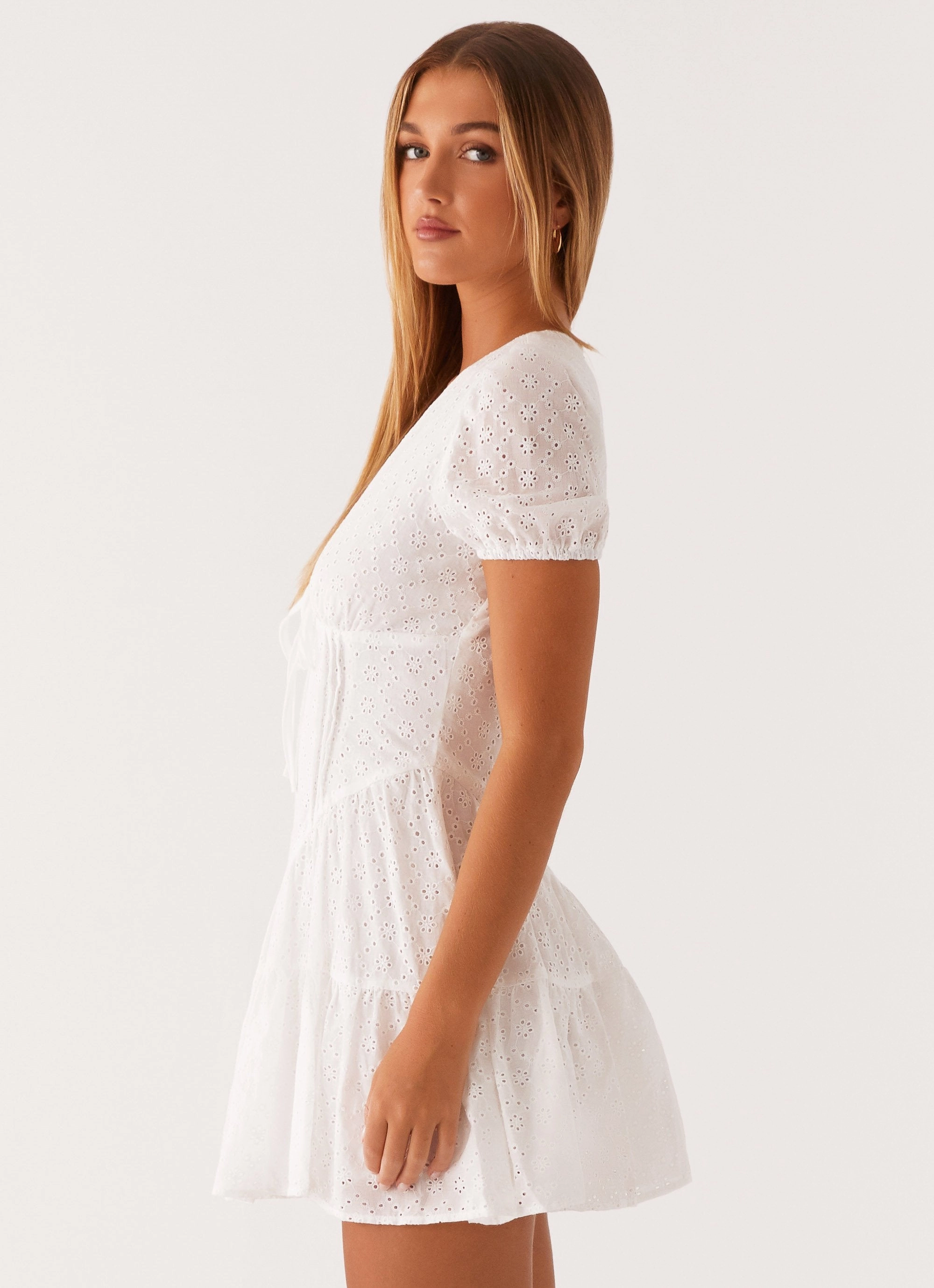 Sweetness Mini Dress - White Light Flow