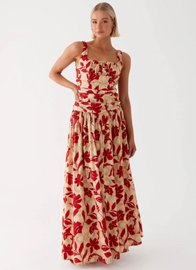 Zinna Linen Maxi Dress - Red Sophisticated Touch