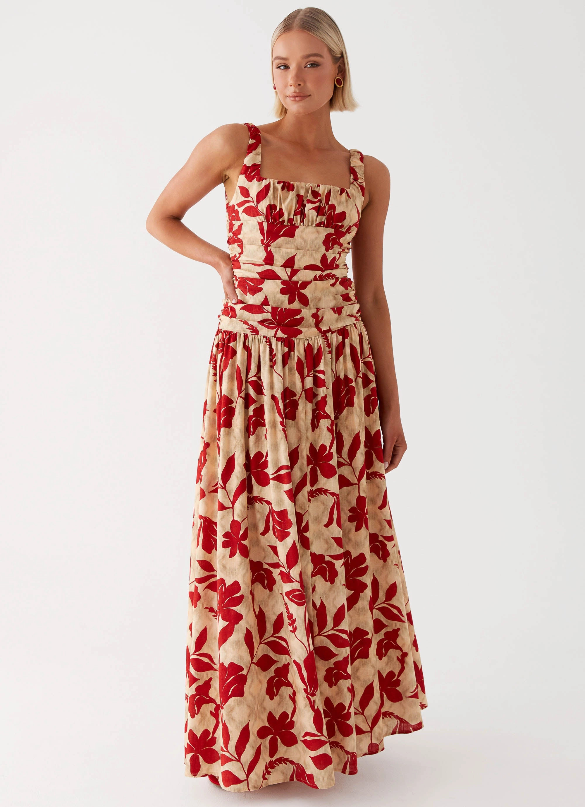 Zinna Linen Maxi Dress - Red Sophisticated Touch