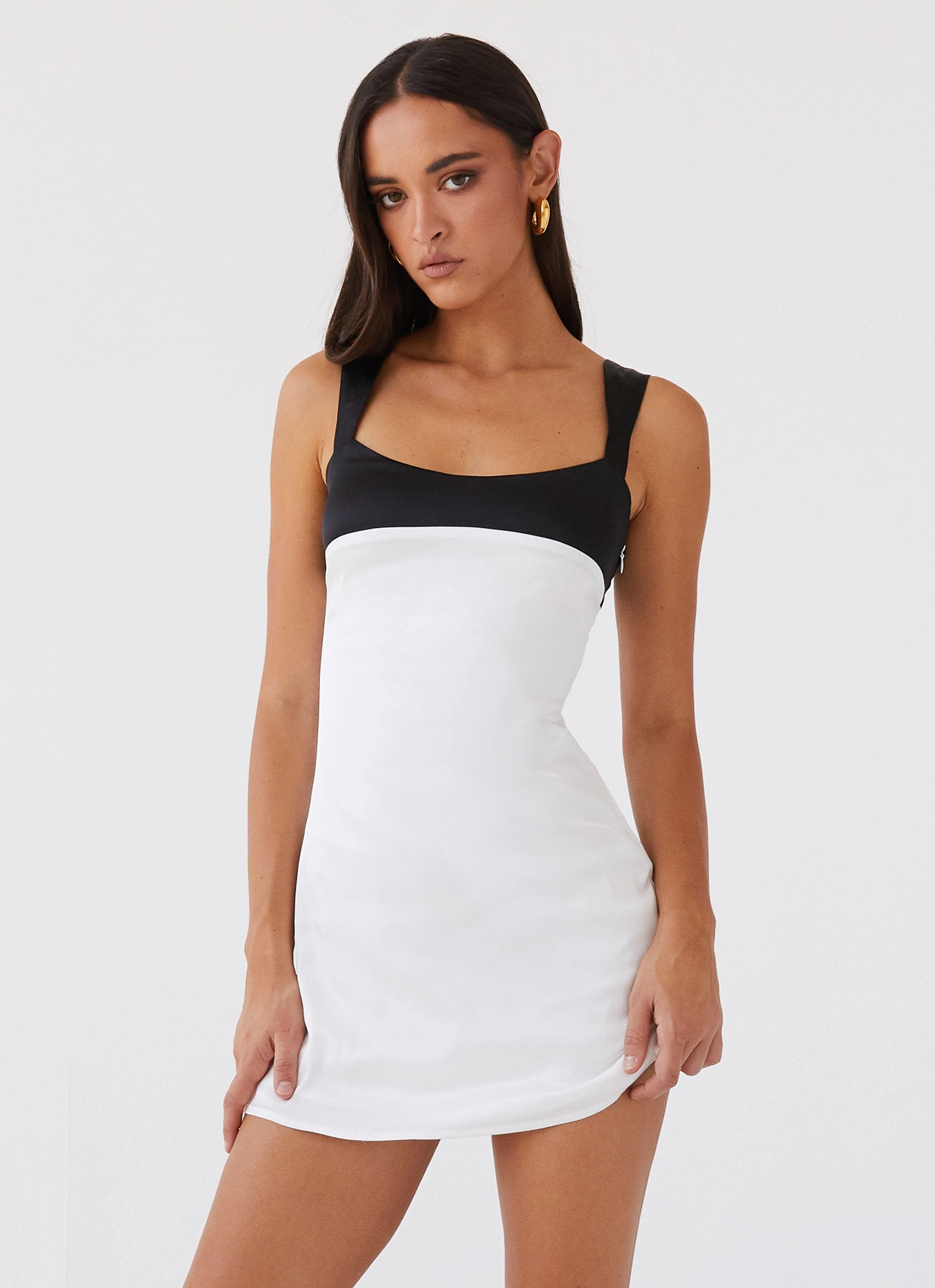 Layer Ready Formal-look Odette Satin Mini Dress - Noir Pearl