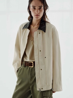 InterchangeablePanels Contrast Collar Denim Jacket