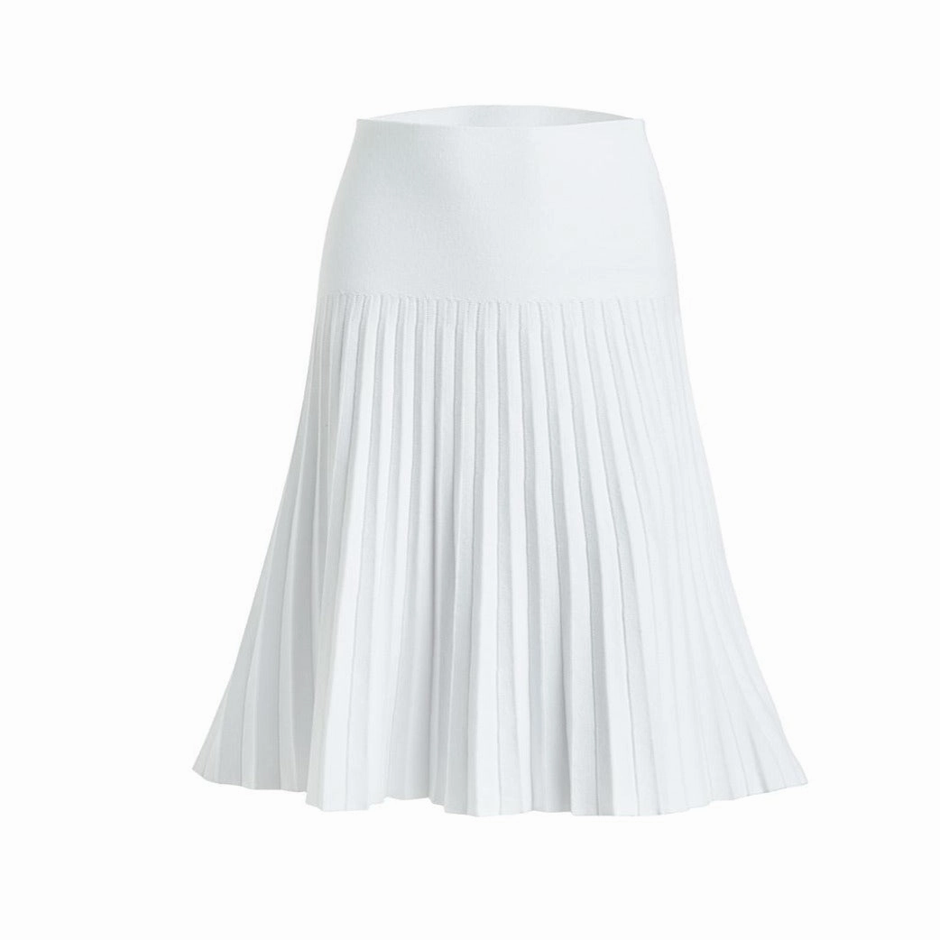 Layering Essential Low-rise style MM SUMMER PLEATED SKIRT- PURE WHITE.
