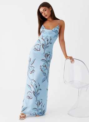 Versatile Layering Style Blend Felicia Daisy Maxi Dress - Blue Floral