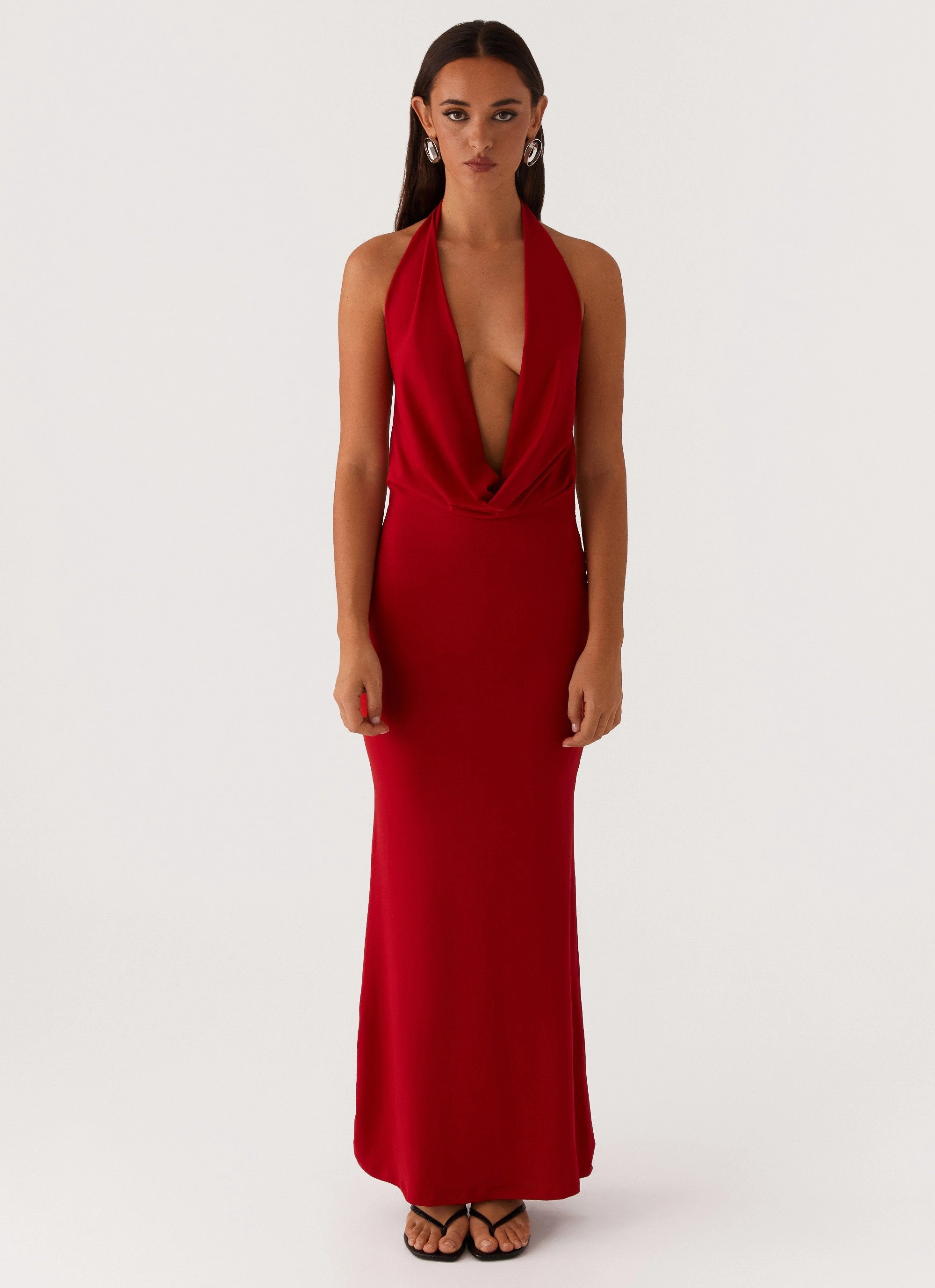 Dedicated Maxi Dress - Red Crisp Texture Premium Material