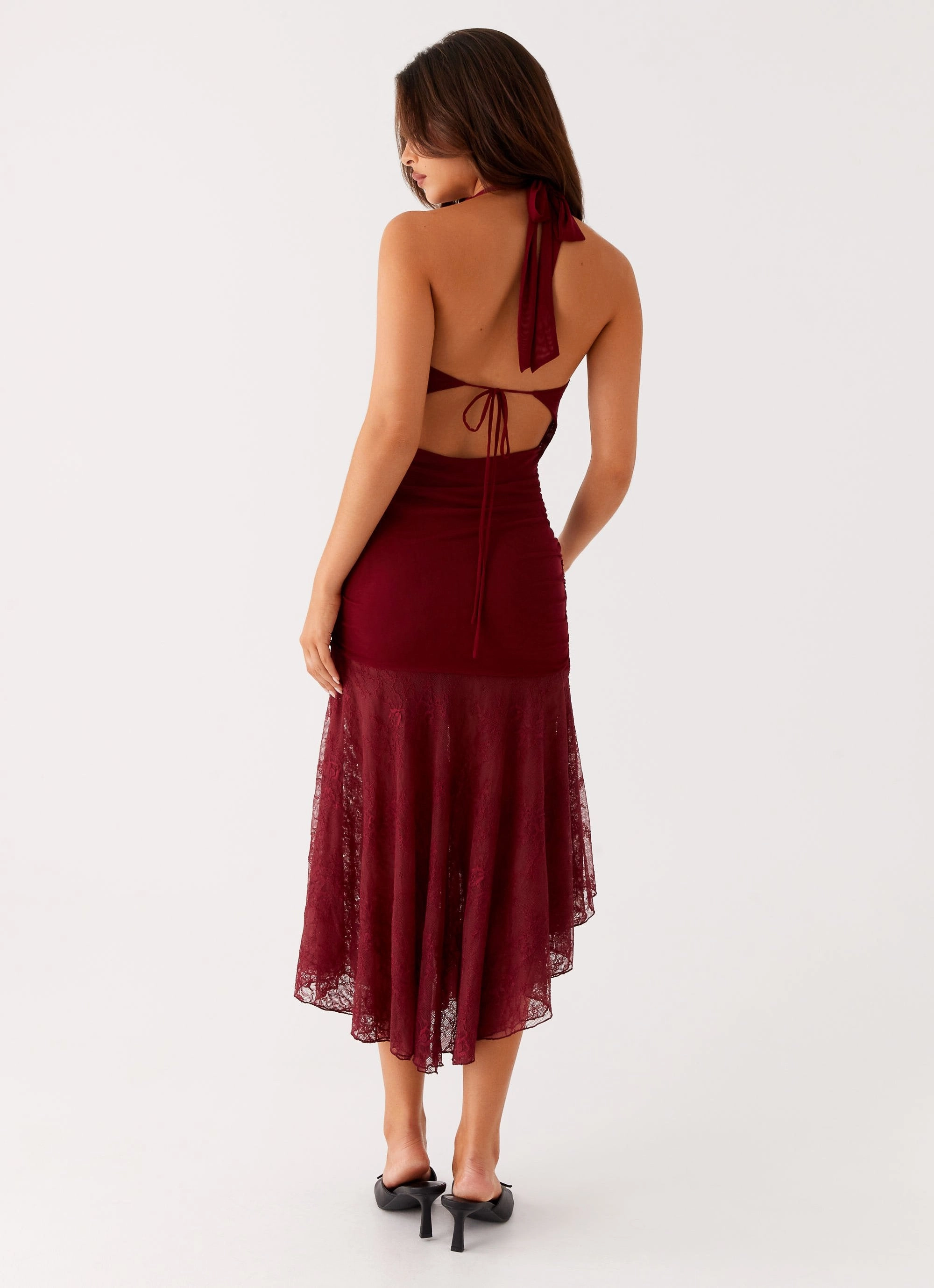 Lounge Mood Burnout Midi Dress - Maroon