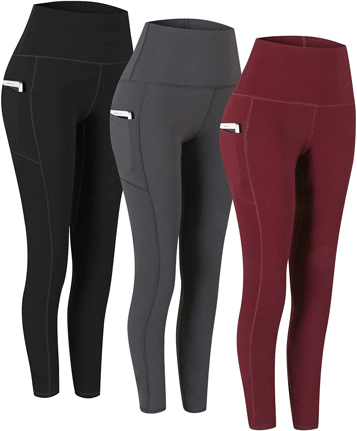 Fengbay 2 Pack High Waist Yoga Pants, Pocket Yoga Pants Tummy Control Workout Running 4 Way Stretch Yoga Leggings