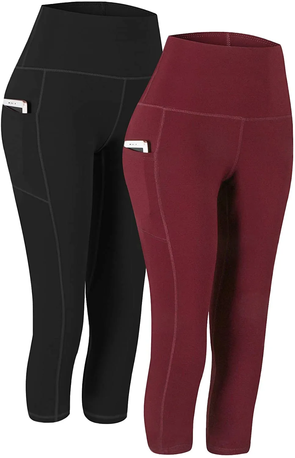 Fengbay 2 Pack High Waist Yoga Pants, Pocket Yoga Pants Tummy Control Workout Running 4 Way Stretch Yoga Leggings