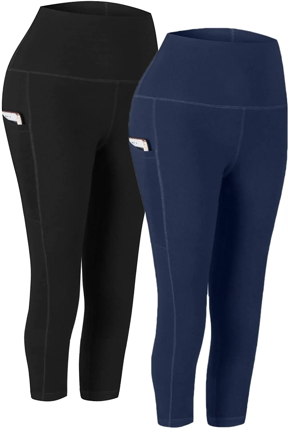 Fengbay 2 Pack High Waist Yoga Pants, Pocket Yoga Pants Tummy Control Workout Running 4 Way Stretch Yoga Leggings