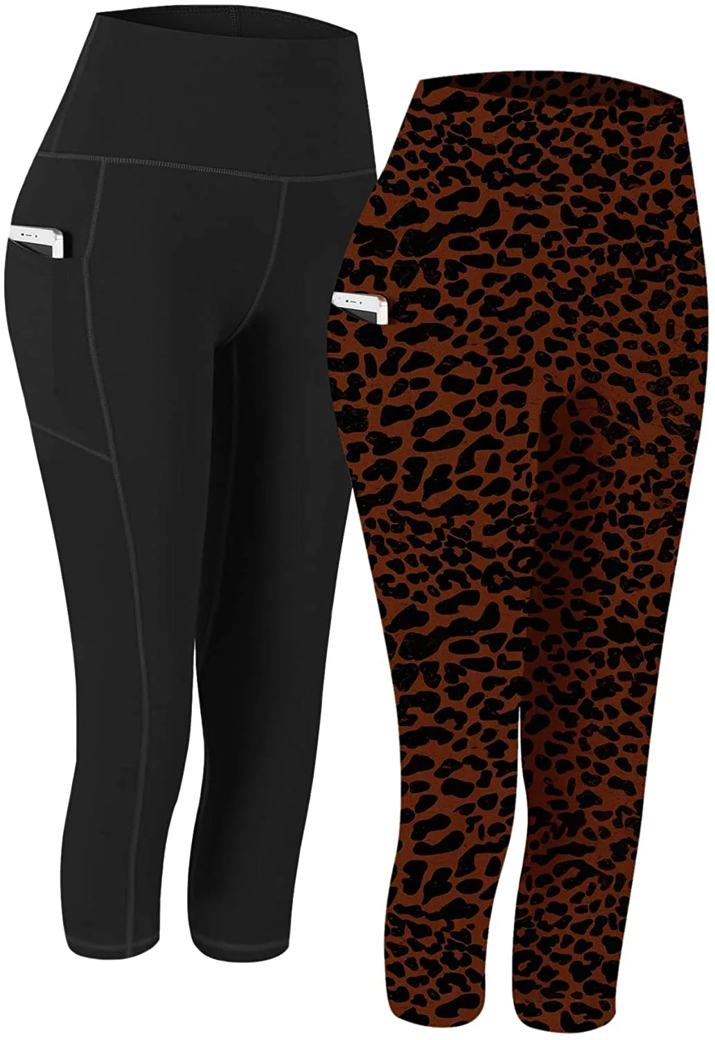 Fengbay 2 Pack High Waist Yoga Pants, Pocket Yoga Pants Tummy Control Workout Running 4 Way Stretch Yoga Leggings