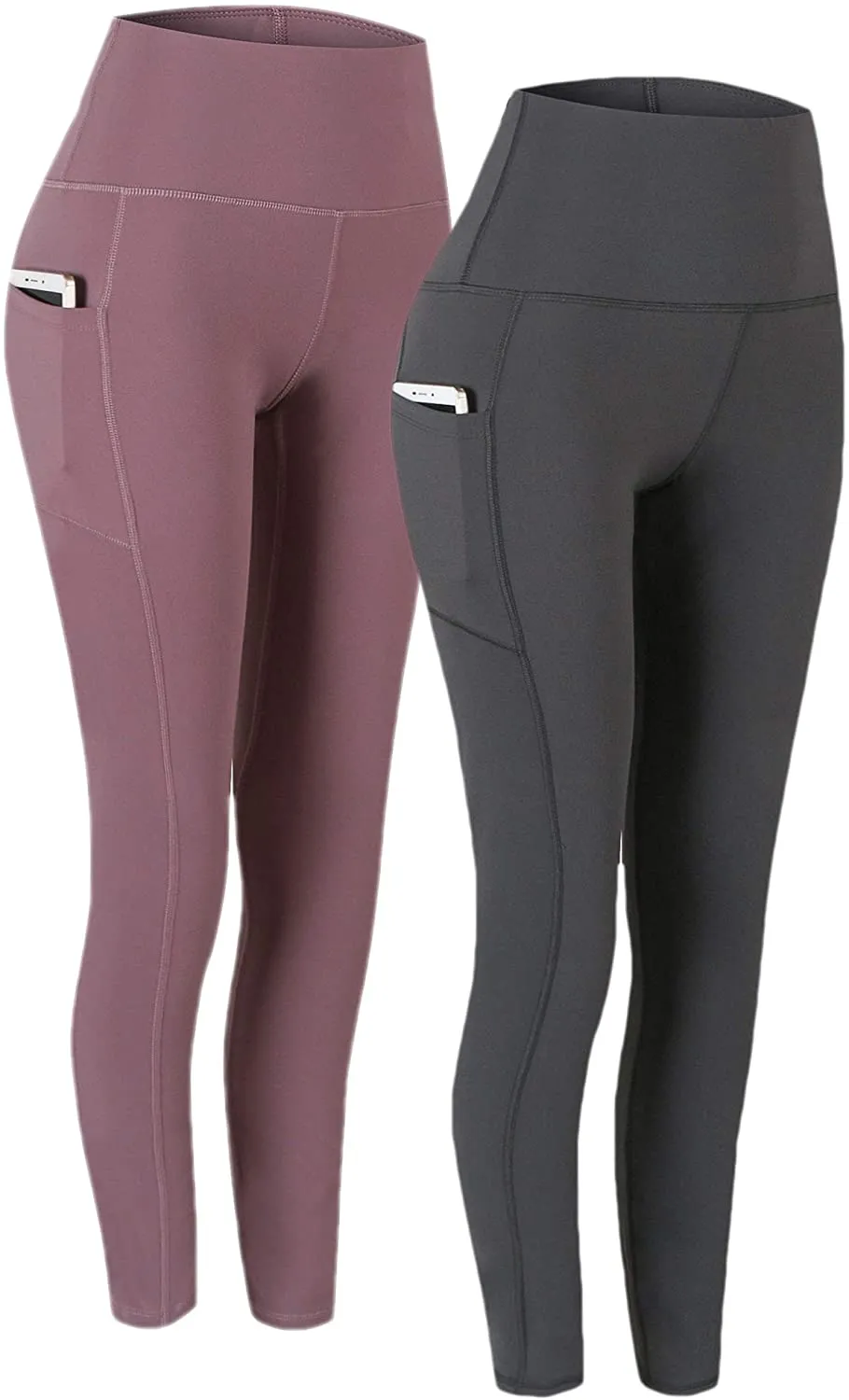Fengbay 2 Pack High Waist Yoga Pants, Pocket Yoga Pants Tummy Control Workout Running 4 Way Stretch Yoga Leggings
