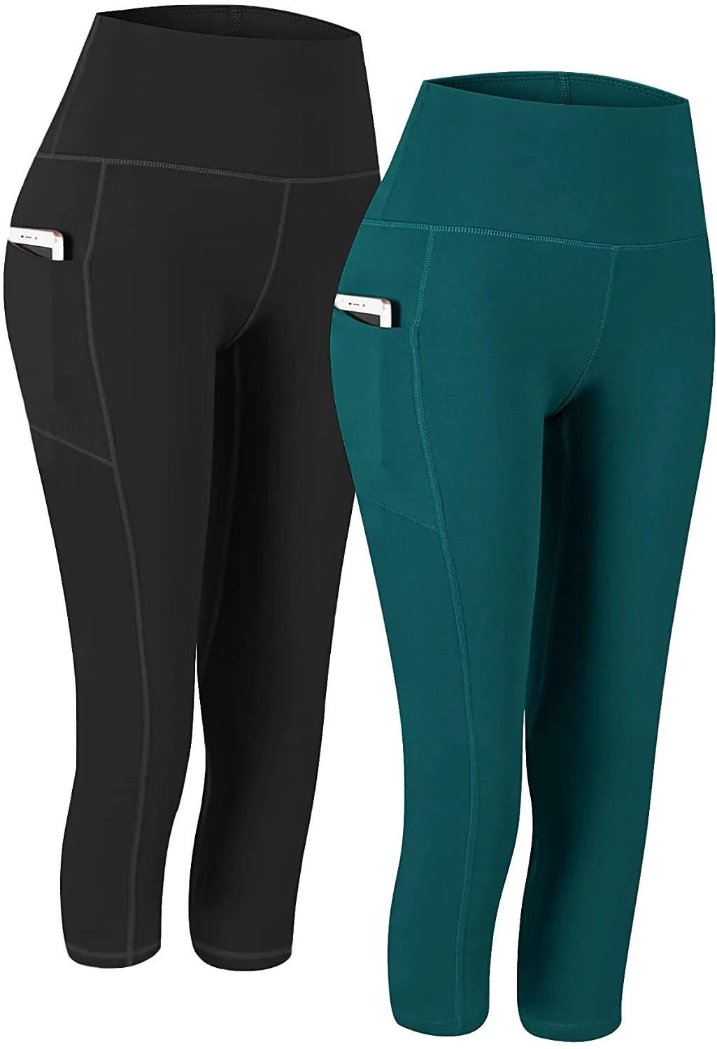 Fengbay 2 Pack High Waist Yoga Pants, Pocket Yoga Pants Tummy Control Workout Running 4 Way Stretch Yoga Leggings