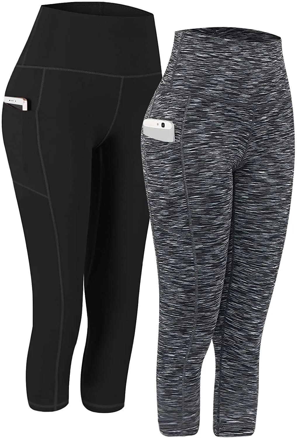 Fengbay 2 Pack High Waist Yoga Pants, Pocket Yoga Pants Tummy Control Workout Running 4 Way Stretch Yoga Leggings
