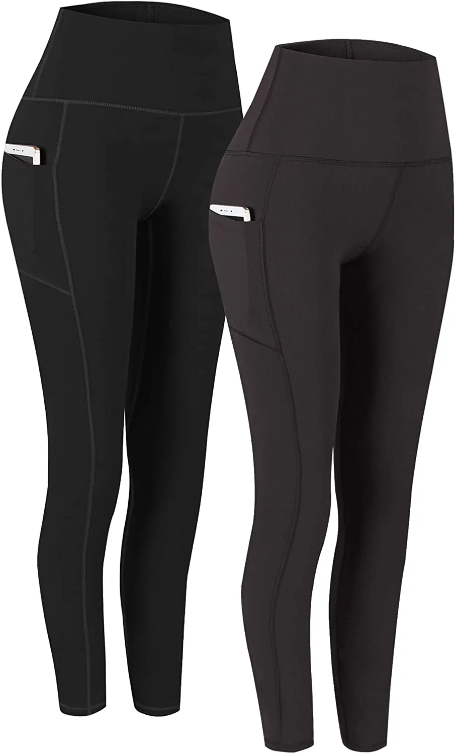 Fengbay 2 Pack High Waist Yoga Pants, Pocket Yoga Pants Tummy Control Workout Running 4 Way Stretch Yoga Leggings