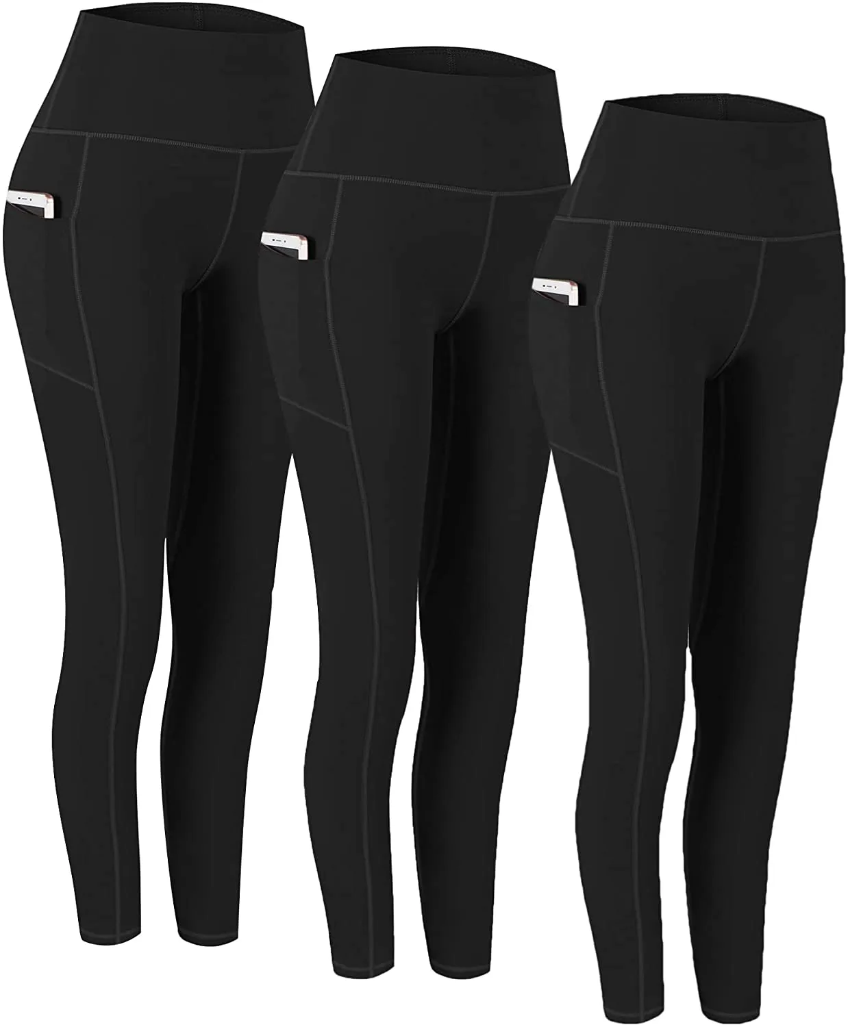 Fengbay 2 Pack High Waist Yoga Pants, Pocket Yoga Pants Tummy Control Workout Running 4 Way Stretch Yoga Leggings