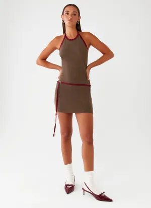 Ferne Mini Dress - Iron Grey Abstract art