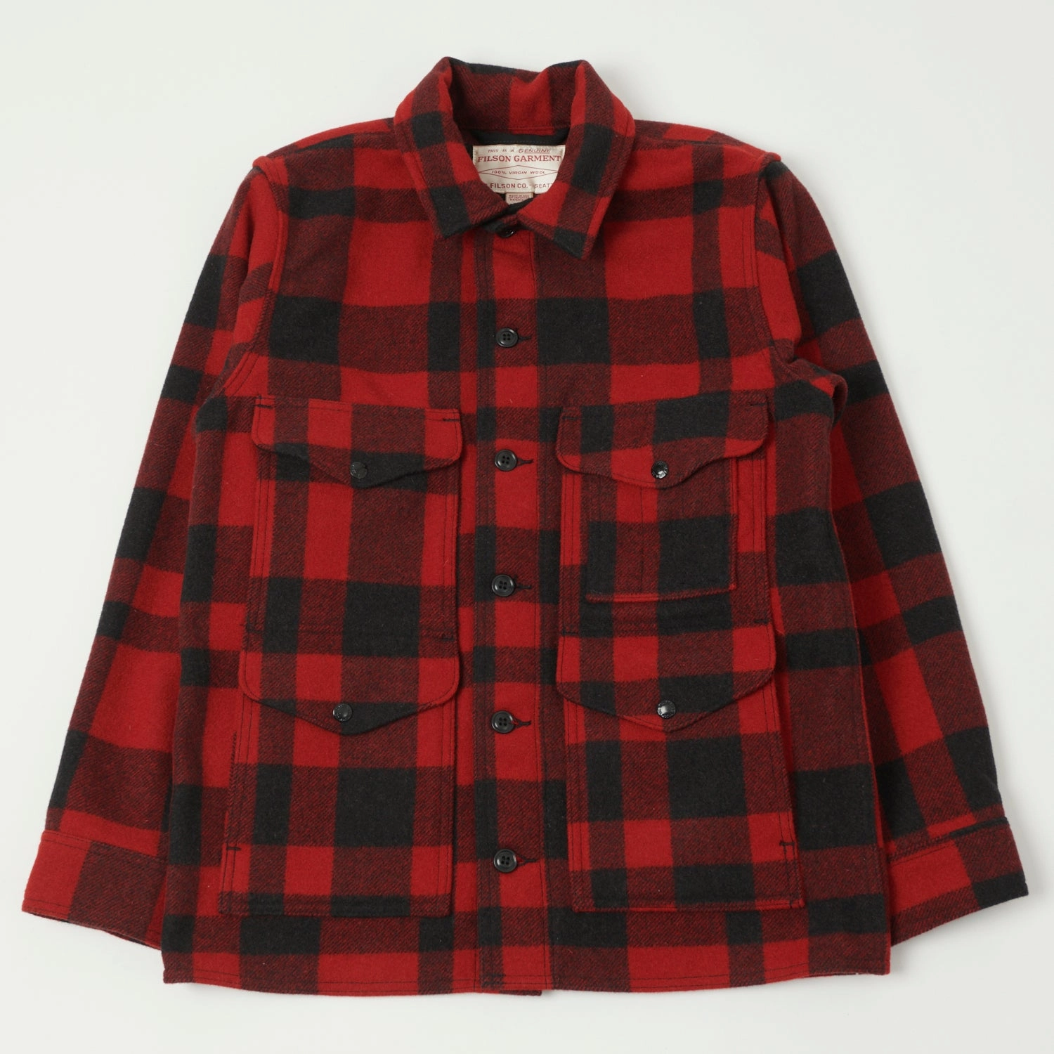 WeatherproofCoating Sun Protective Fabric Filson Mackinaw Wool Cruiser Jacket - Red/Black