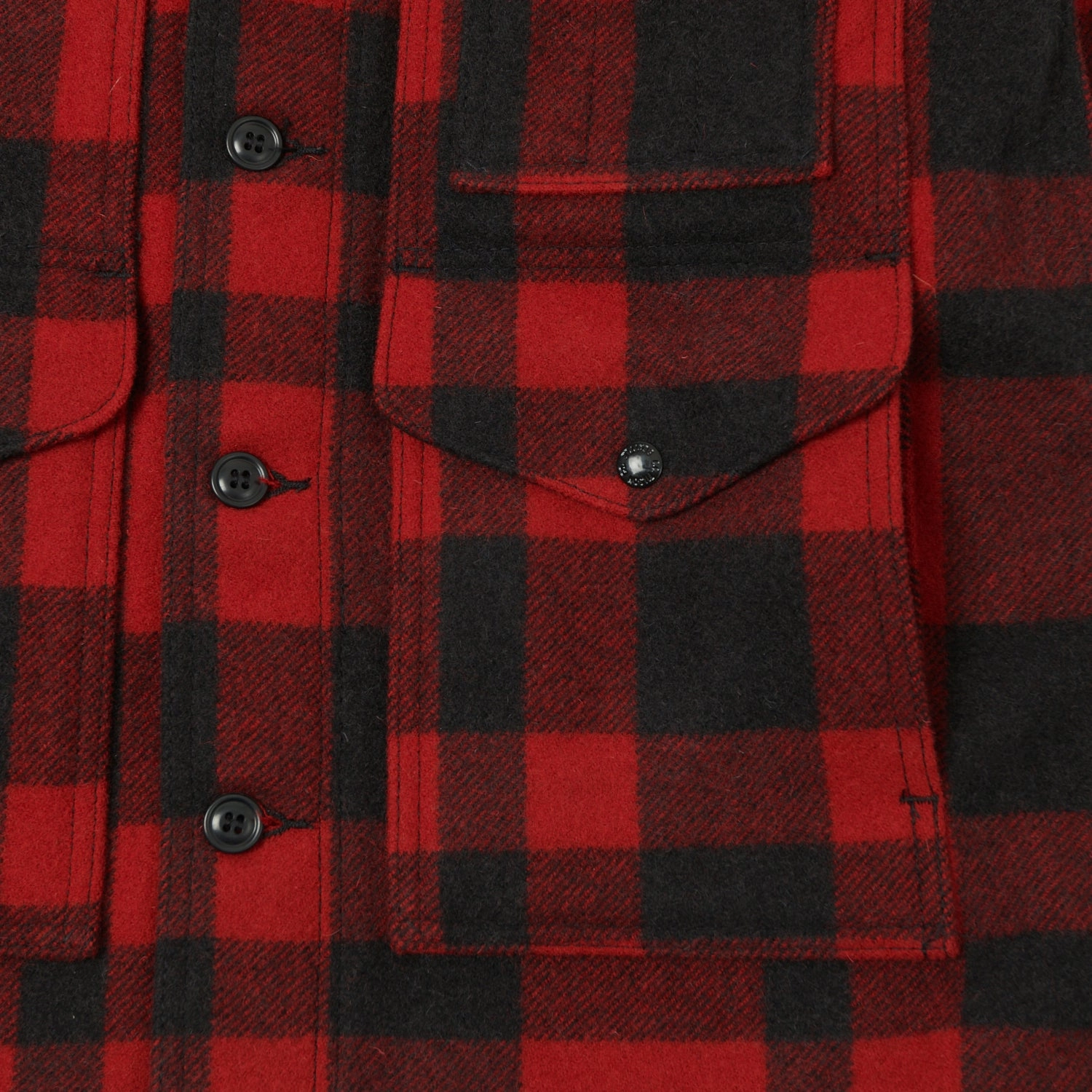 Filson Mackinaw Wool Cruiser Jacket - Red/Black Bonded Seam Construction Packable Technology