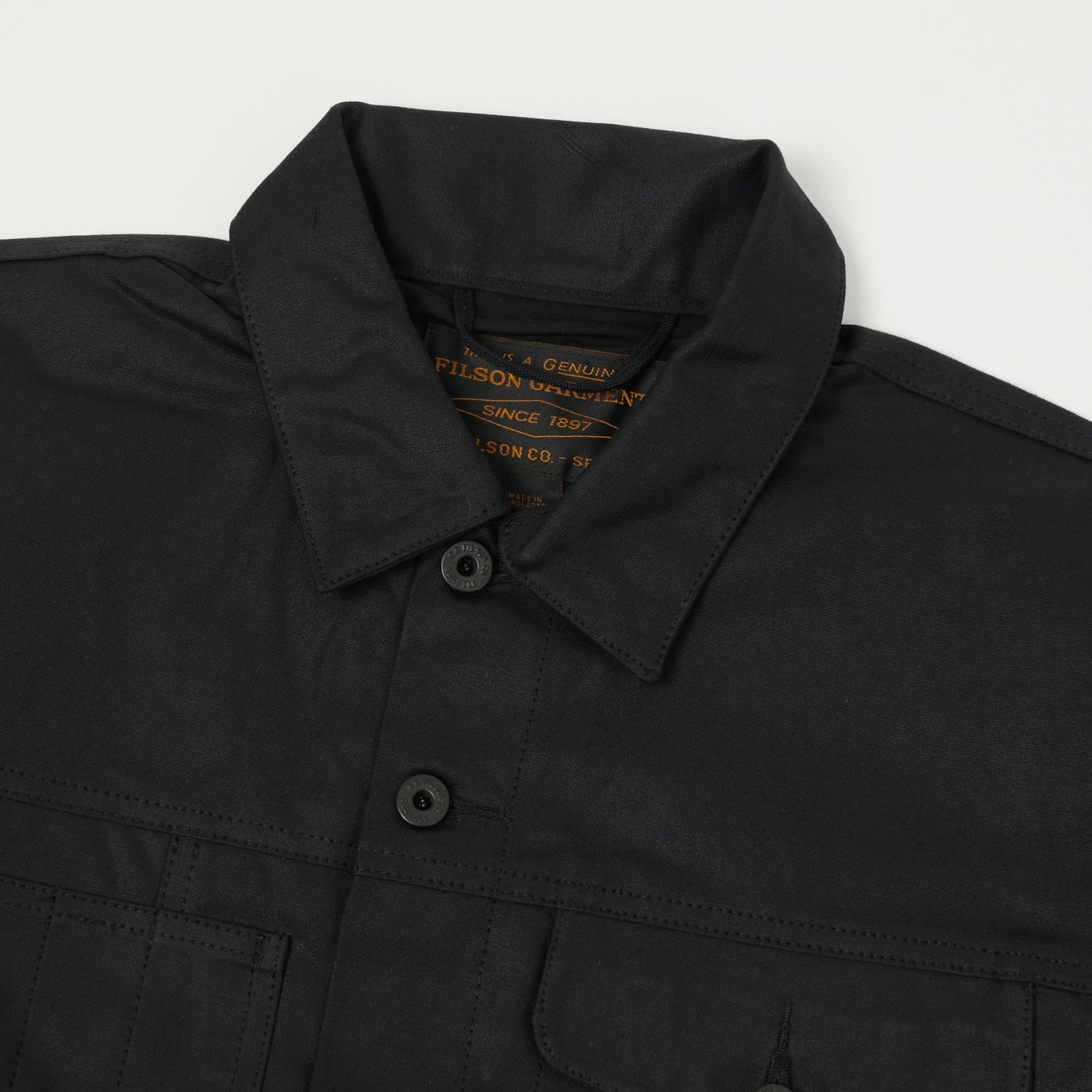 Filson Tin Cloth Short Lined Cruiser Jacket - Black Travel Must