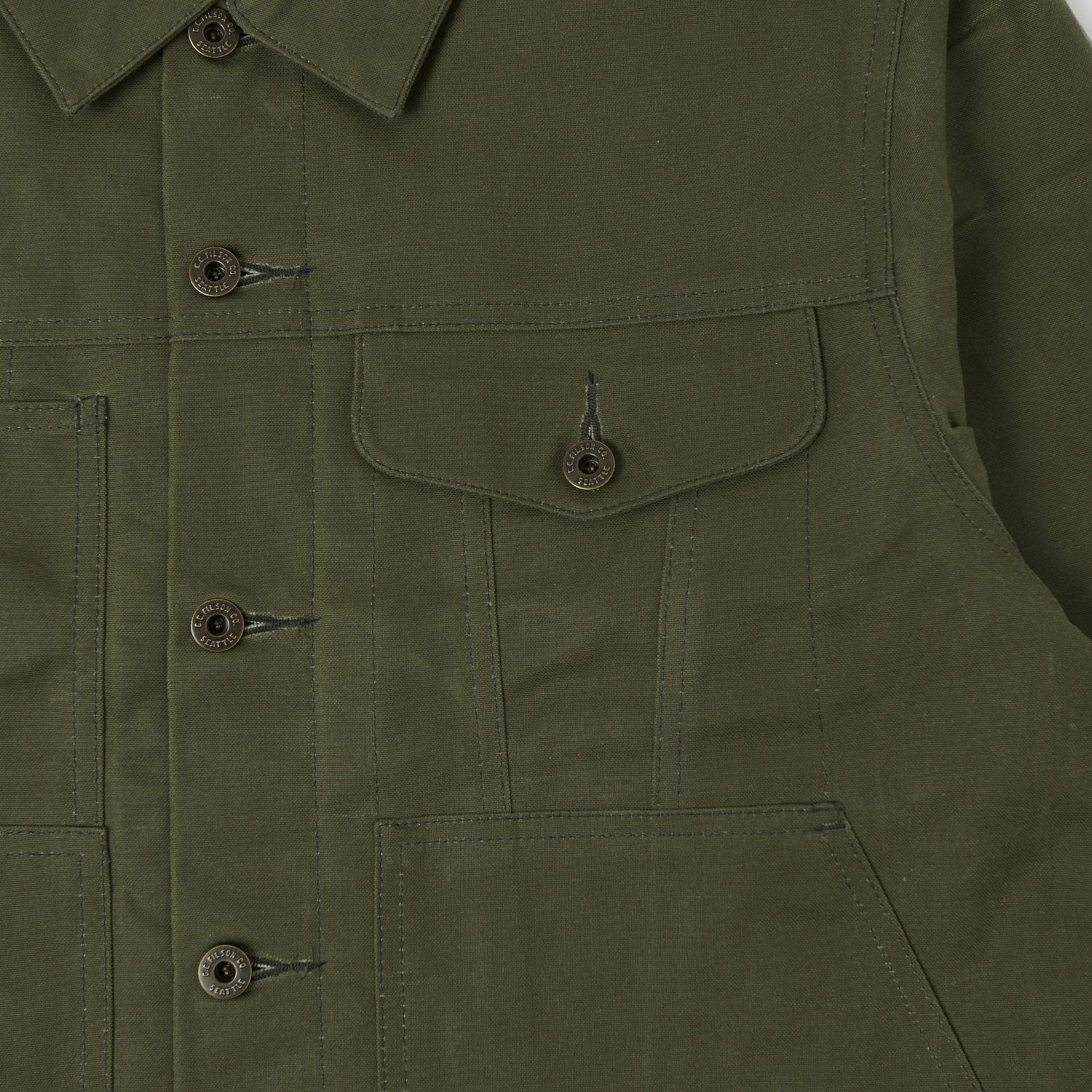 Filson Tin Cloth Short Lined Cruiser Jacket - Military Green Functional Pocket Water Resistant Shell