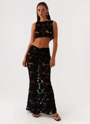 Fiorella Floret Maxi Skirt - Black Fall Favorite Tagless label