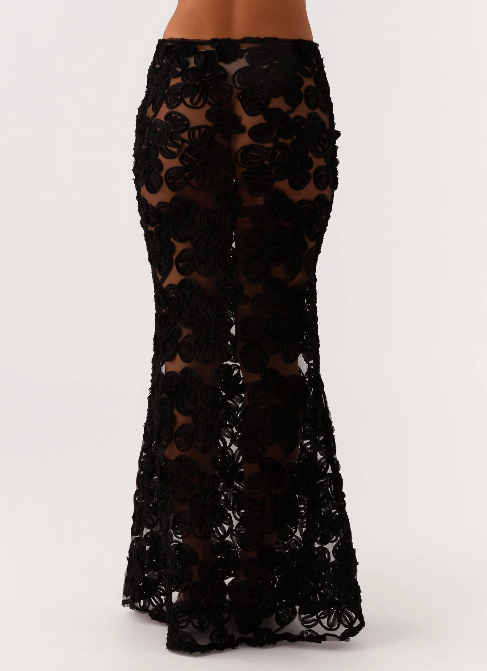 Quick Dry Technology Fiorella Floret Maxi Skirt - Black