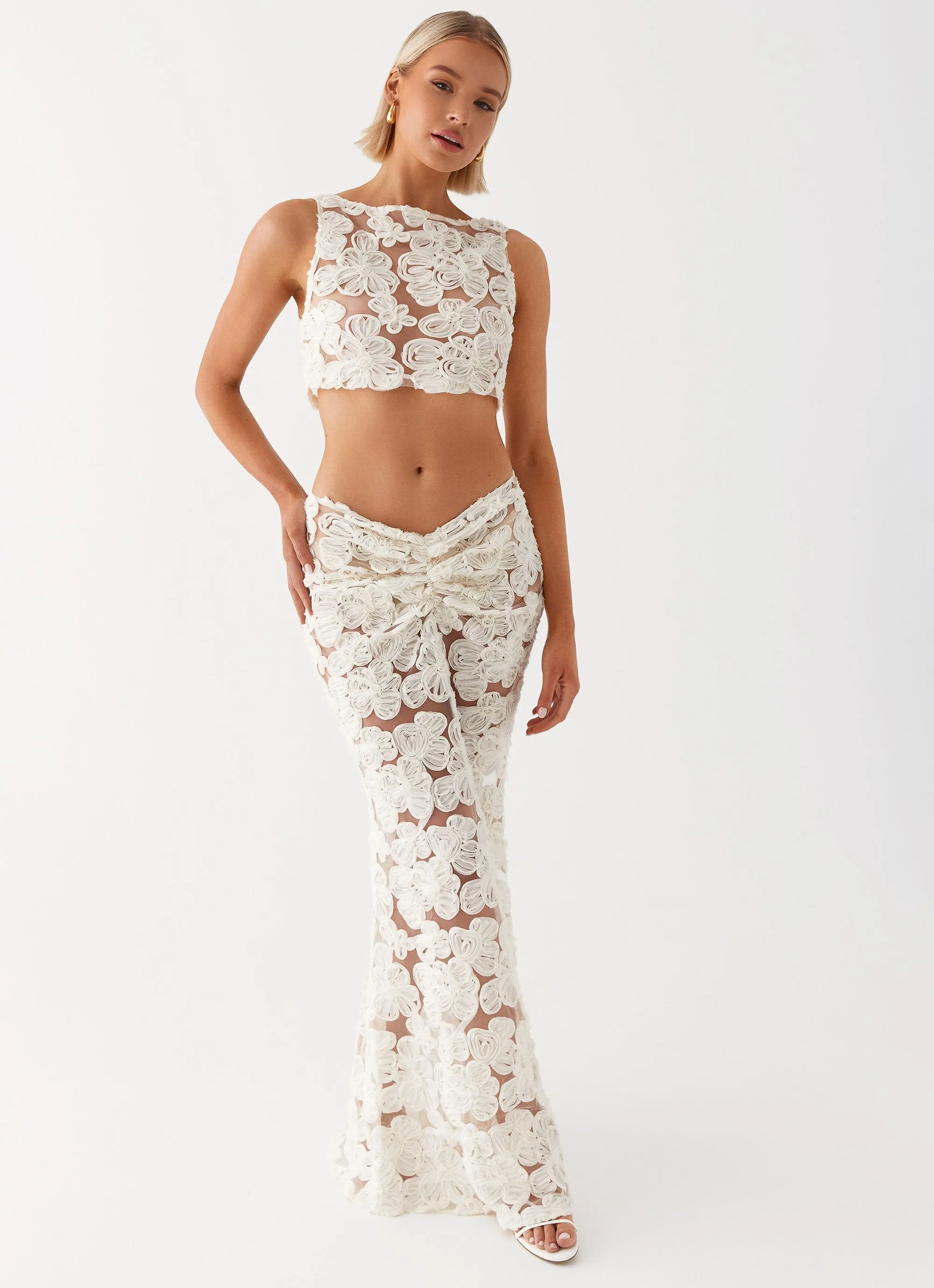 Fiorella Floret Maxi Skirt - Ivory Simple Layer