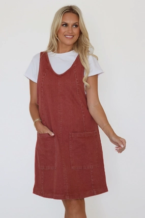 First Of Fall Overall Dress High Neckline Structure