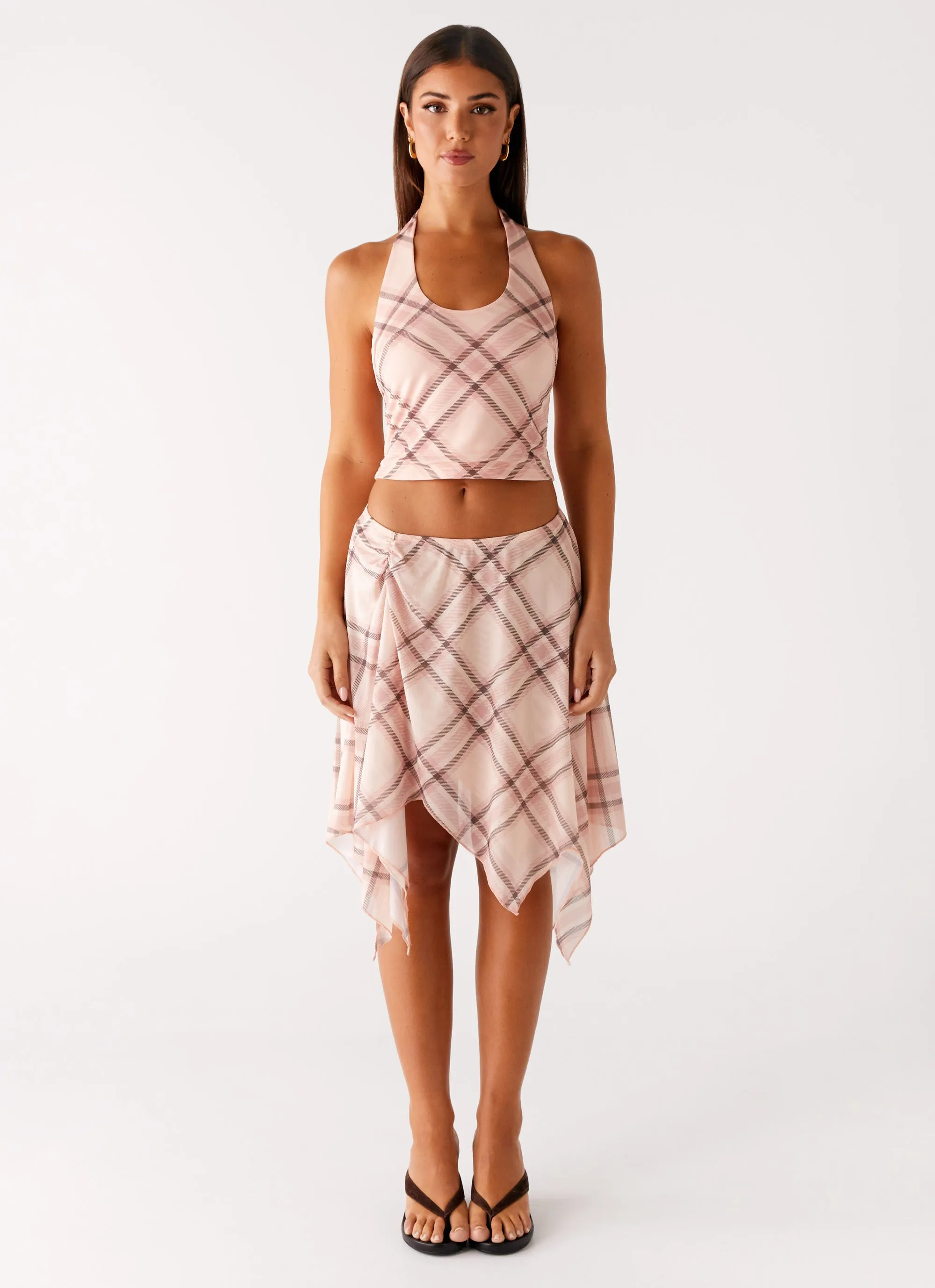 Comfort Innovation Fit Check Midi Skirt - Pink Check