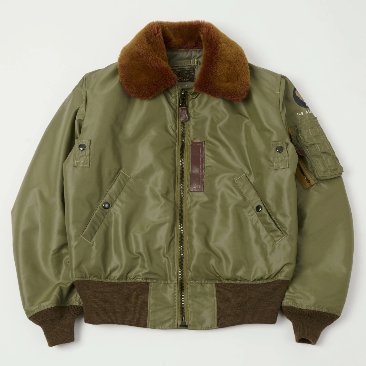 TOYS McCOY 'Type B-15C' Nylon Flight Jacket - Olive Noise Reducing Fabric