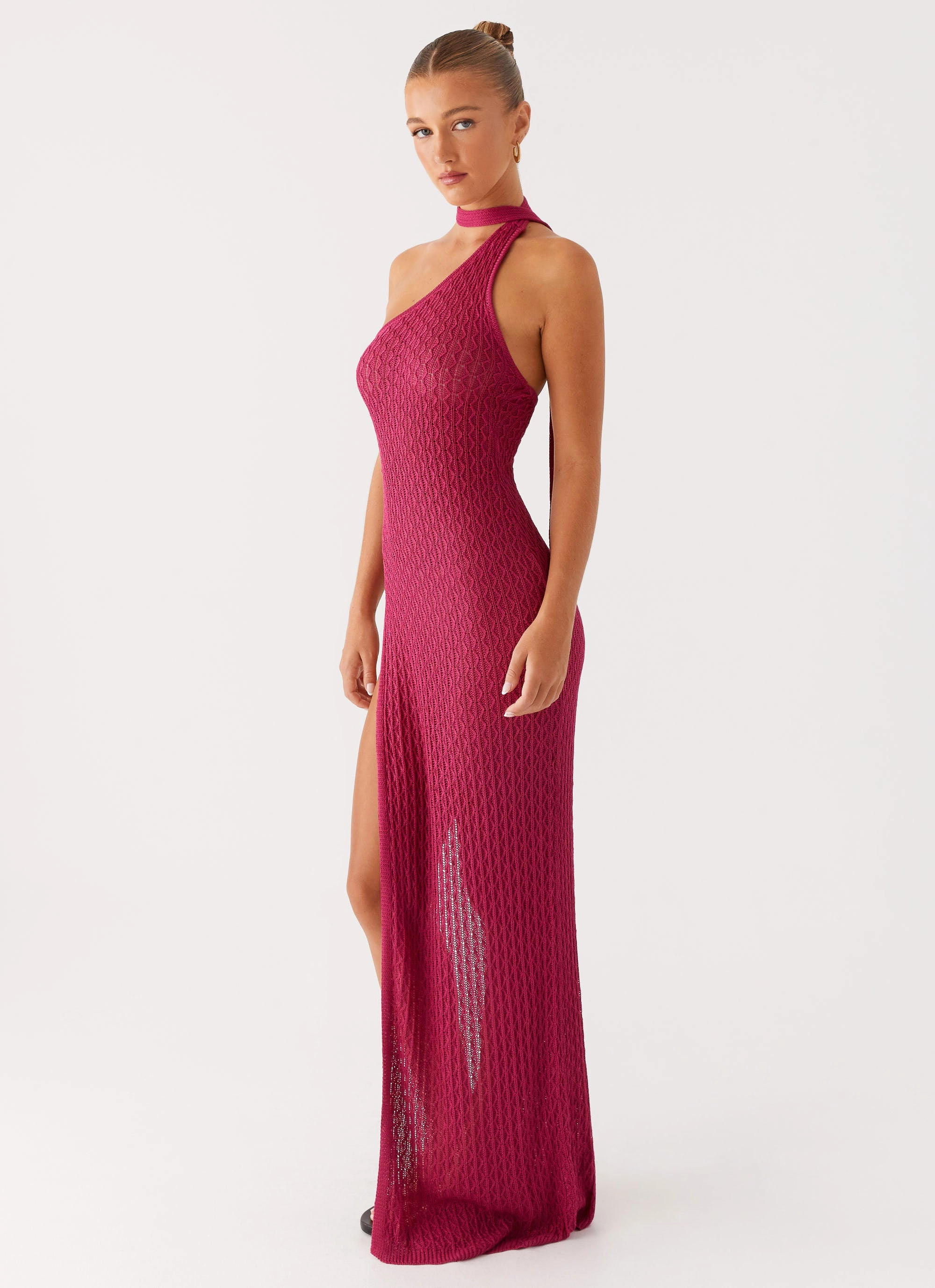 Mid Fit Carryn Knit Maxi Dress - Hot Pink