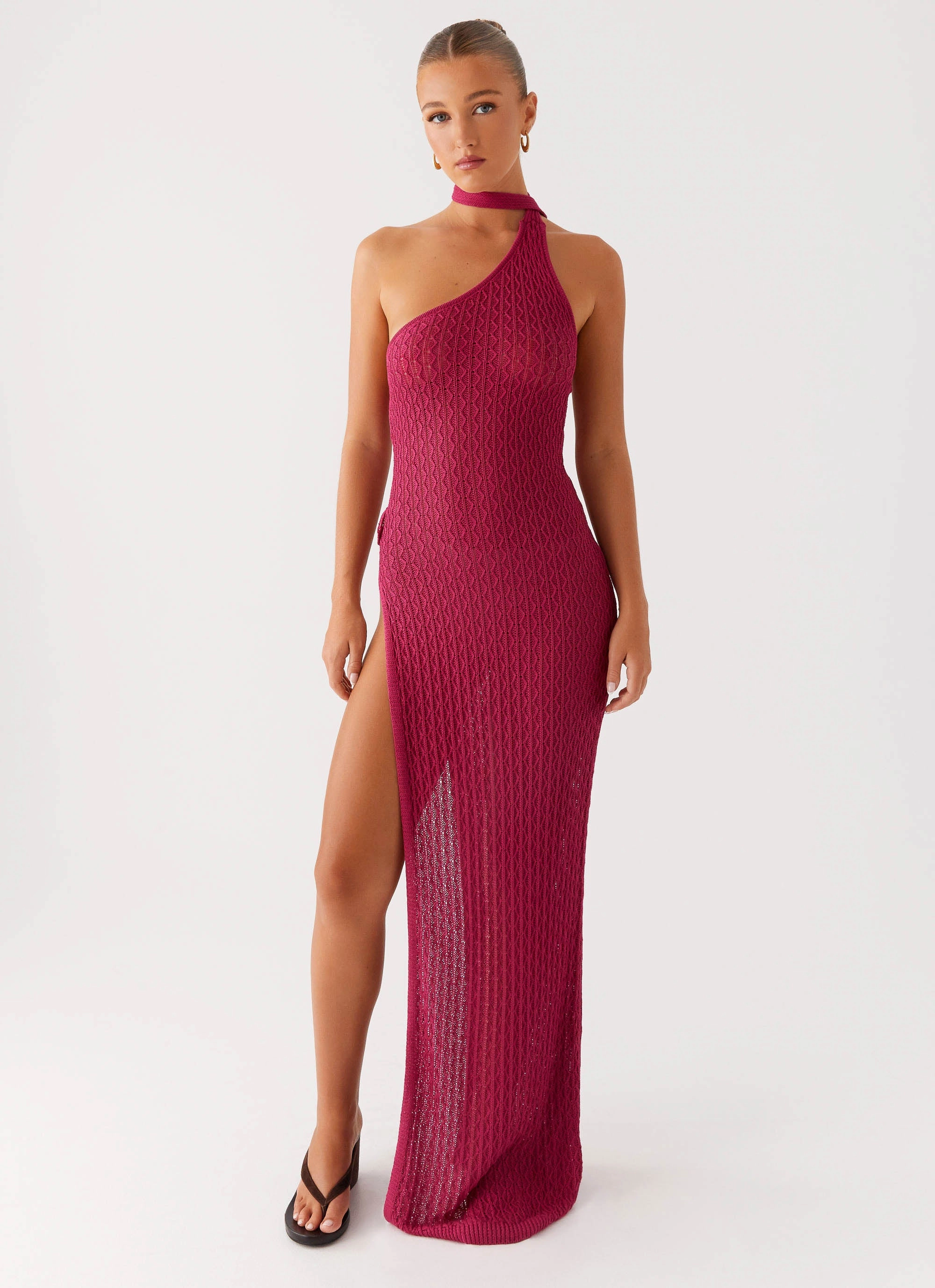 Happy Scent Dream Look Carryn Knit Maxi Dress - Hot Pink